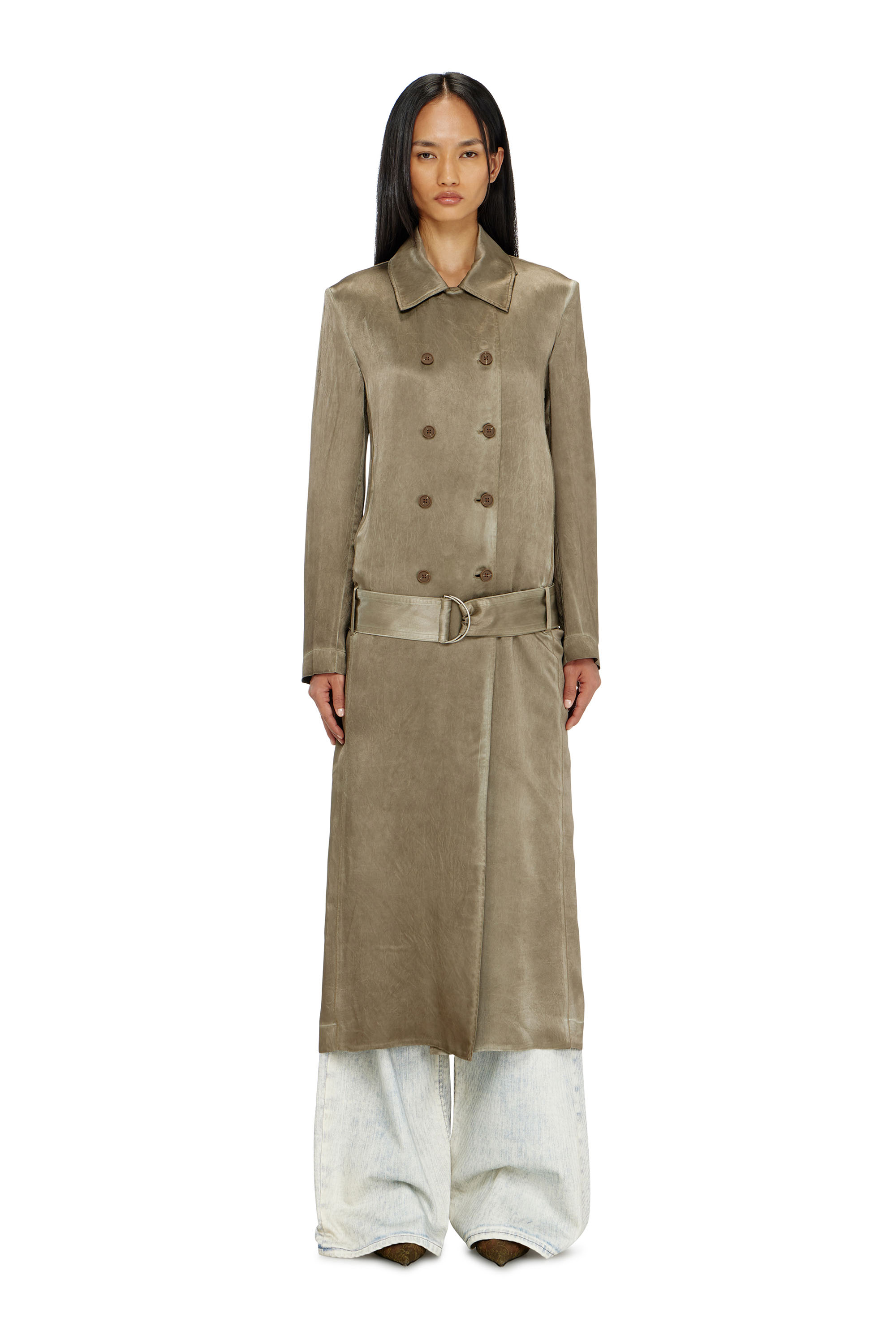 Diesel - G-LADES, Trench coat en satin froiss&eacute; Femme in ToBeDefined - 5