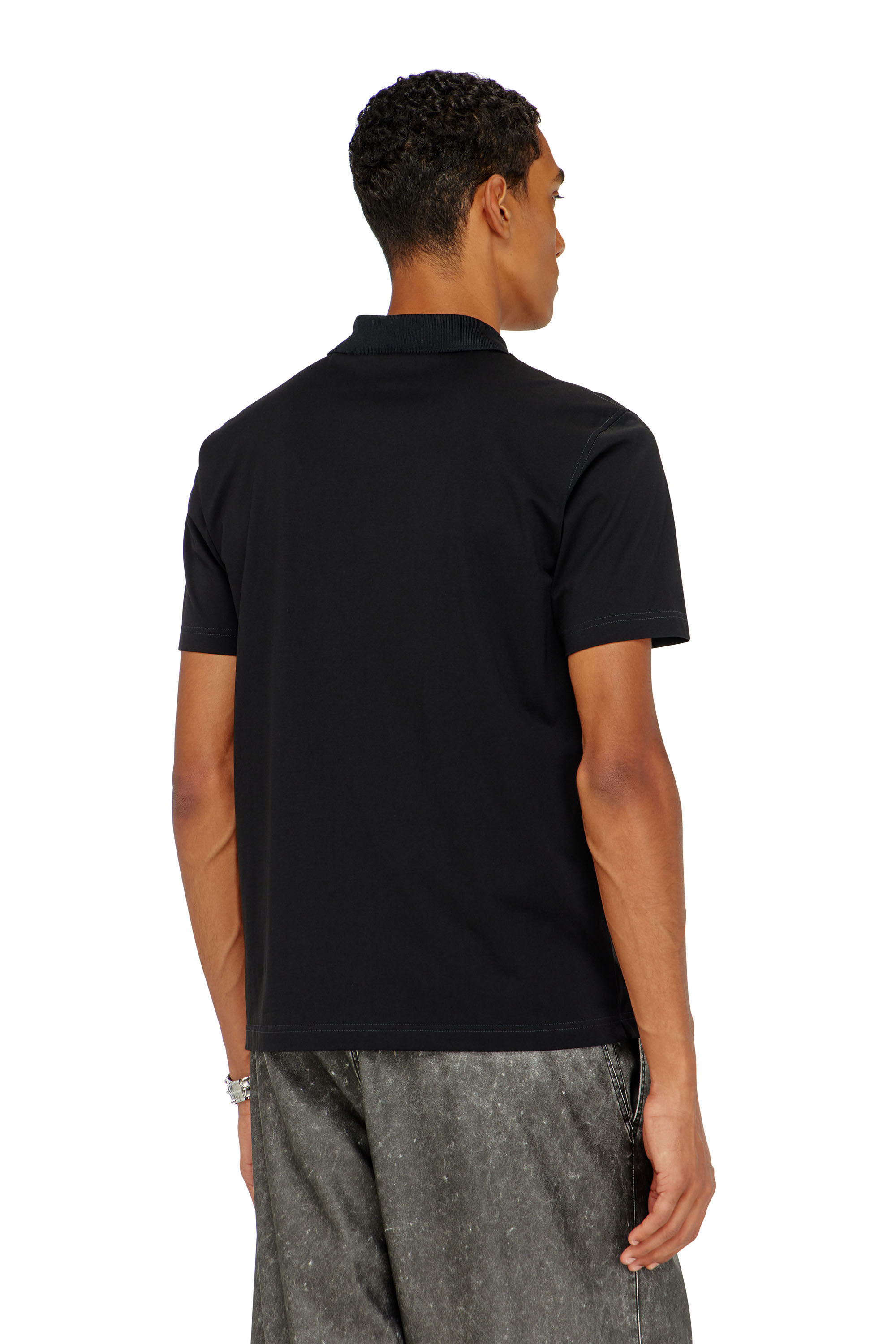 Diesel - T-REJUST-PIPING, Polo con profili a contrasto Uomo in Nero - 4