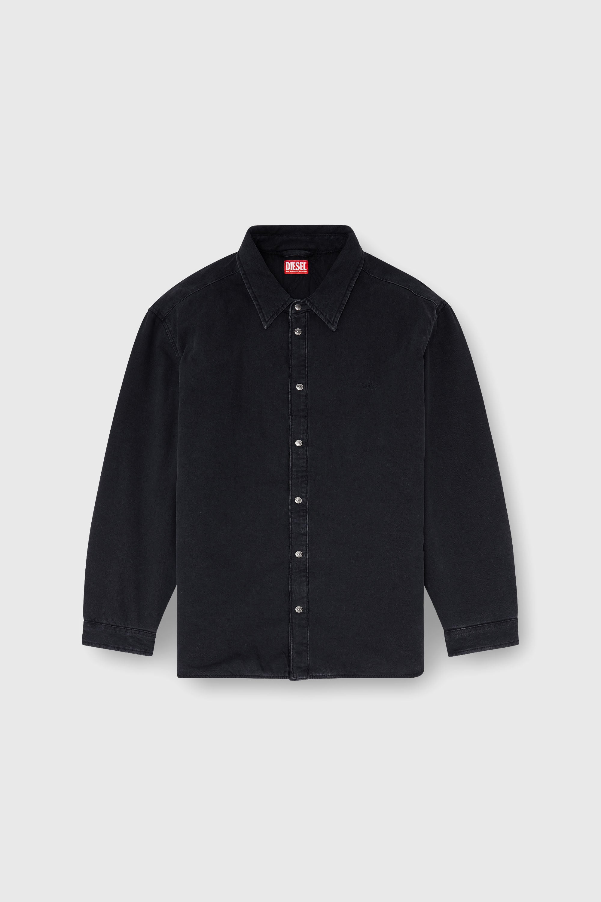Diesel - D-FLAIM-D, Overshirt en denim matelass&eacute; Homme in Noir - 2
