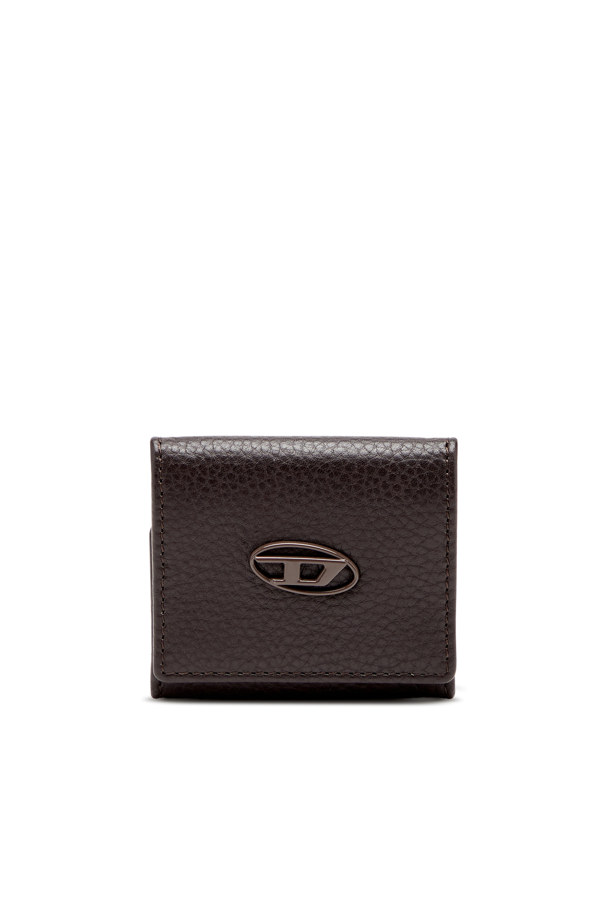 Diesel - HISSU EVO COIN CASE, Coin purse in grainy leather Uomo in Marrone - 1