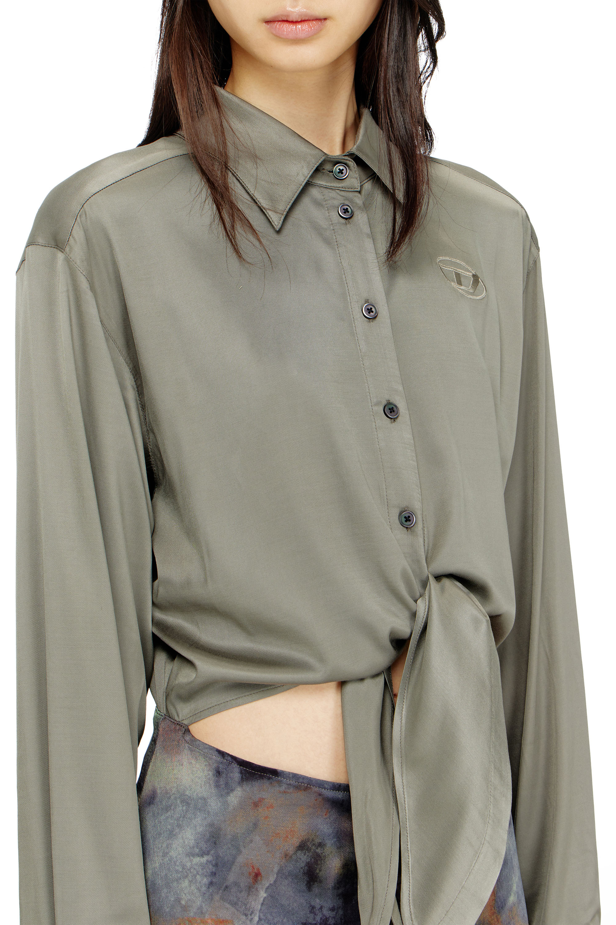 Diesel - D-ELTA, Abito midi in raso con nodo Donna in ToBeDefined - 4