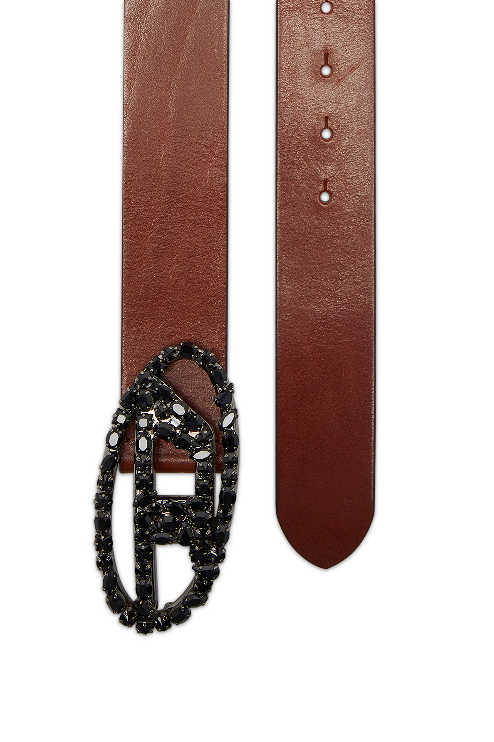 Diesel - B-1DR W-CROWN, Cintura in pelle pull-up di 4 cm con fibbia gioiello Donna in Marrone - 2