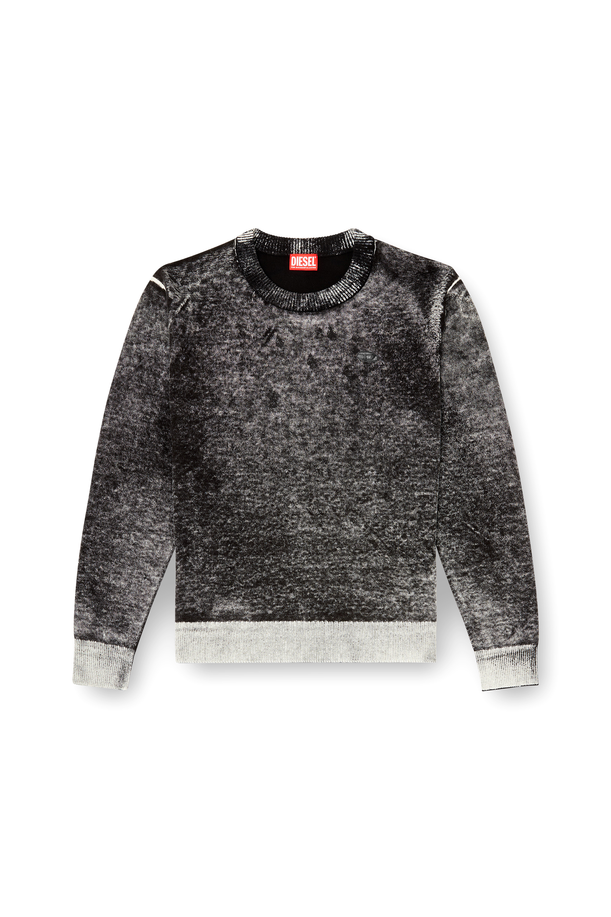Diesel - K-LAURENT, Pull avec impression invers&eacute;e d&eacute;color&eacute;e Homme in Gris - 3