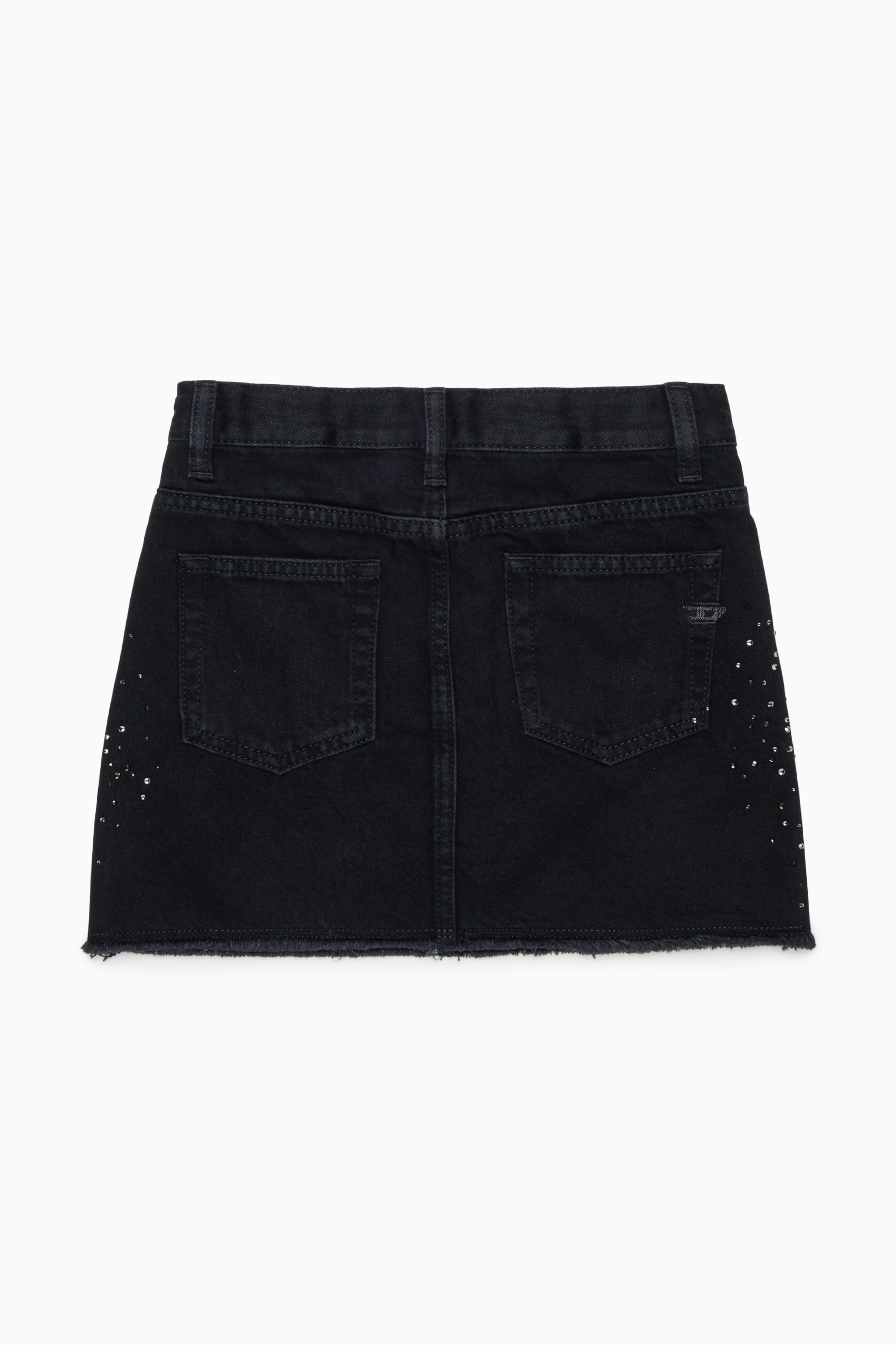 Diesel - GIANNA-SP, Mini-jupe en denim effiloch&eacute; avec strass Femme in Noir - 2