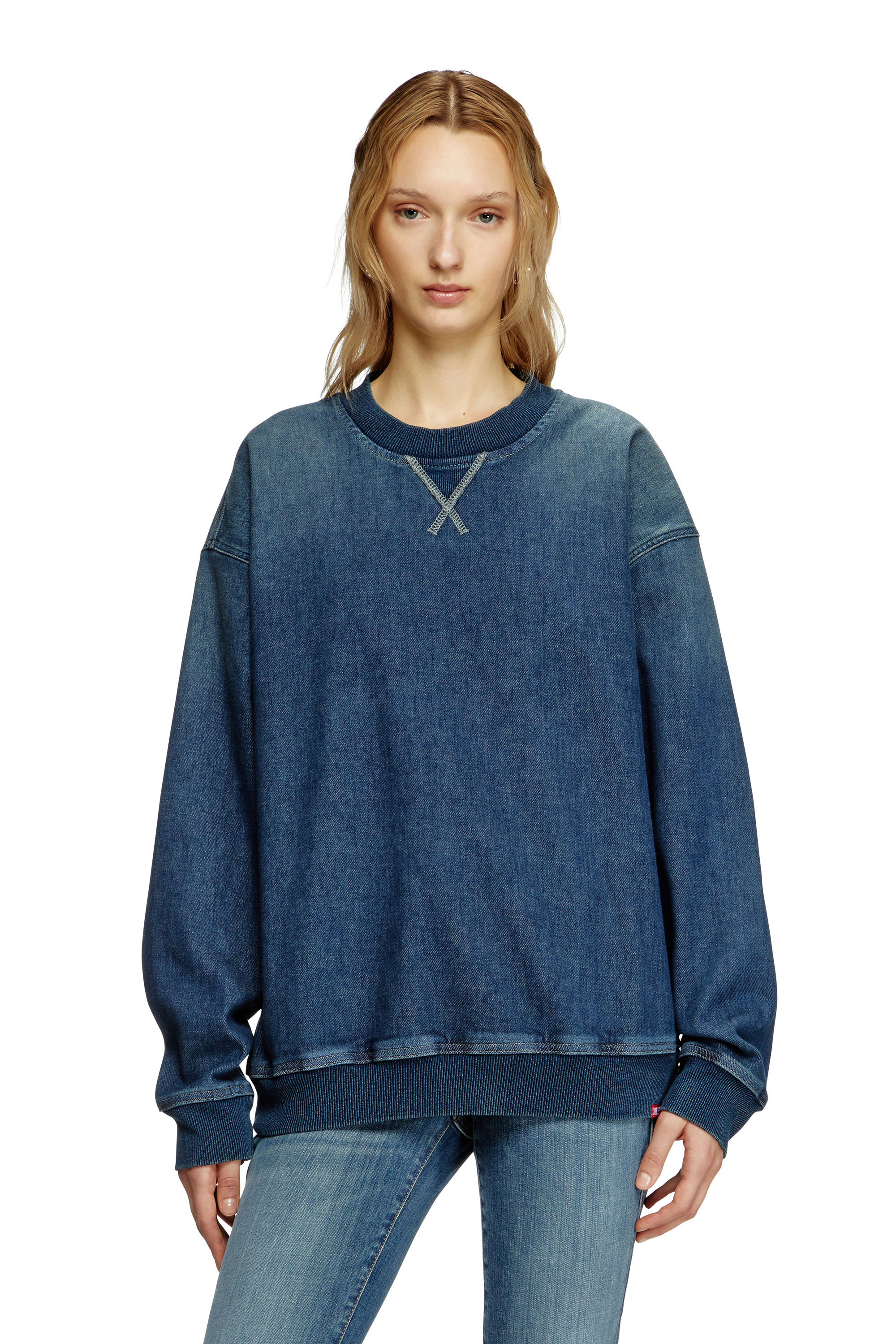 Diesel - D-KRIBY-S TRACK, Sweat-shirt en Track Denim Mixte in Bleu - 5