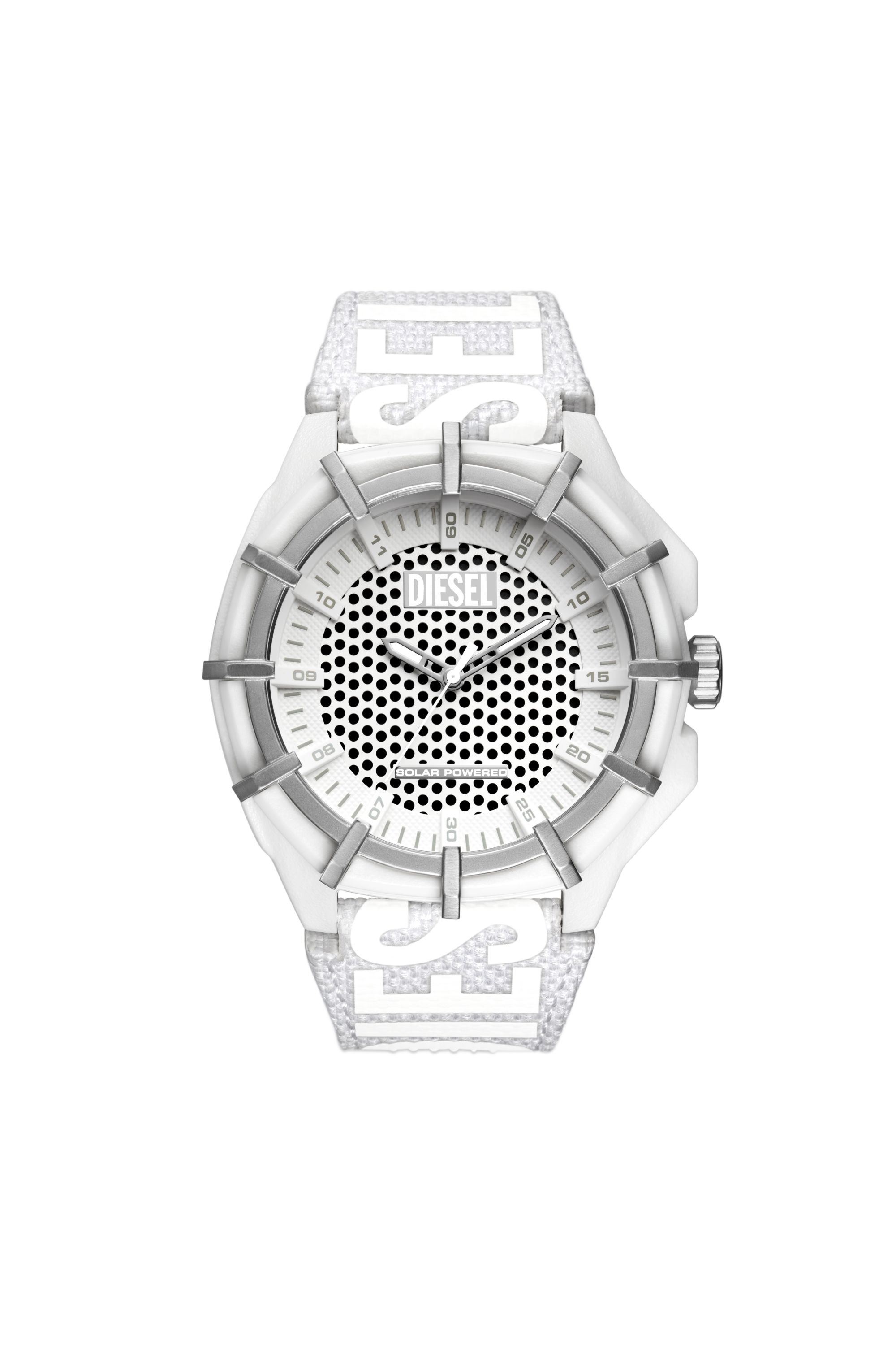 Diesel - DZ4664, Herren Framed Armbanduhr Solarurhrwerk mit weißem texturiertem Zifferblatt in Weiss - Image 1