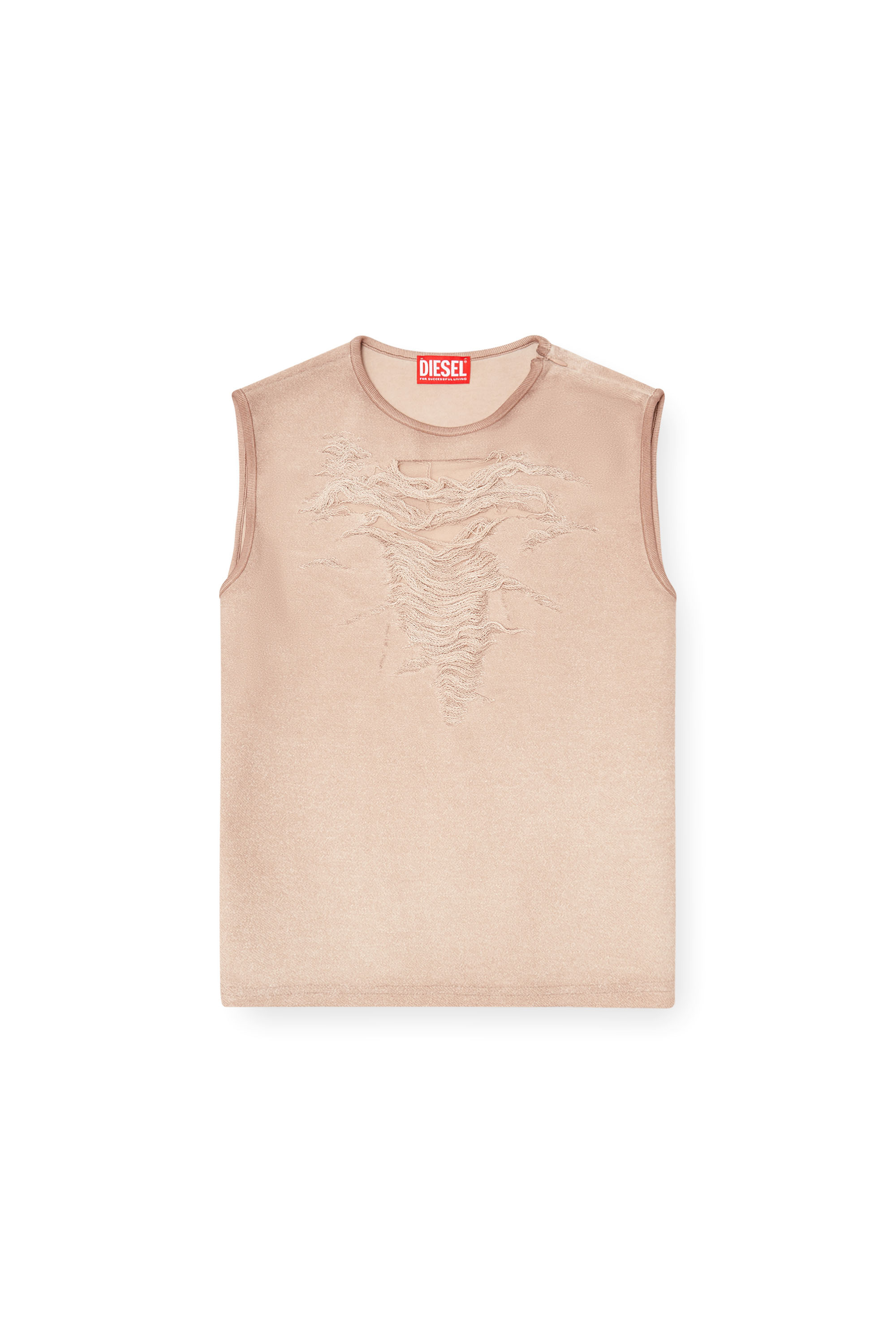 Diesel - T-YASY-S1, Haut sans manches avec fils d&eacute;vor&eacute;s Femme in Rose - 2