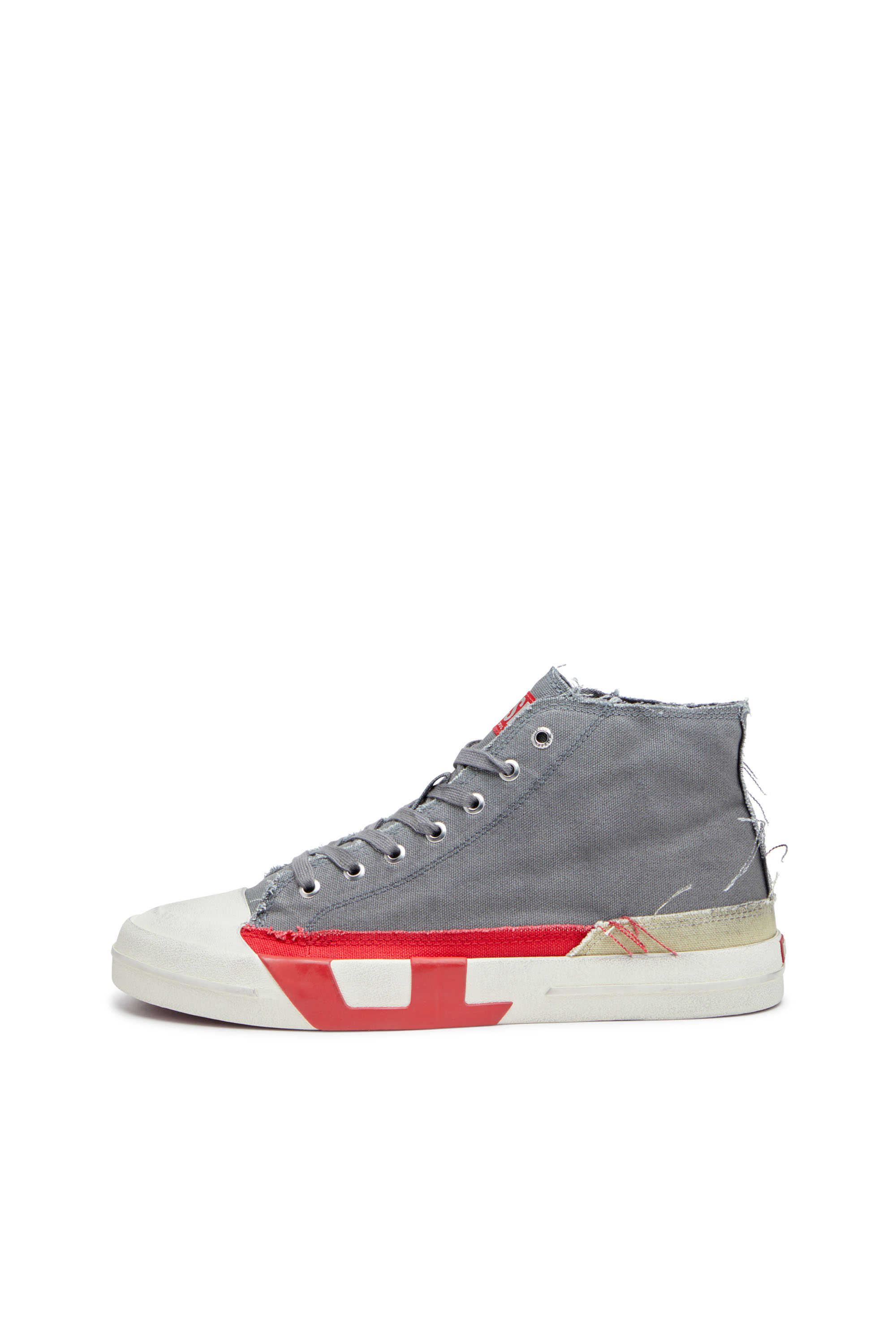 Diesel - S-D-VERSE MID, Herren S-D-Verse-High Top-Sneakers aus Canvas mit Schmutz-Effekt in Grau/Rot - 8