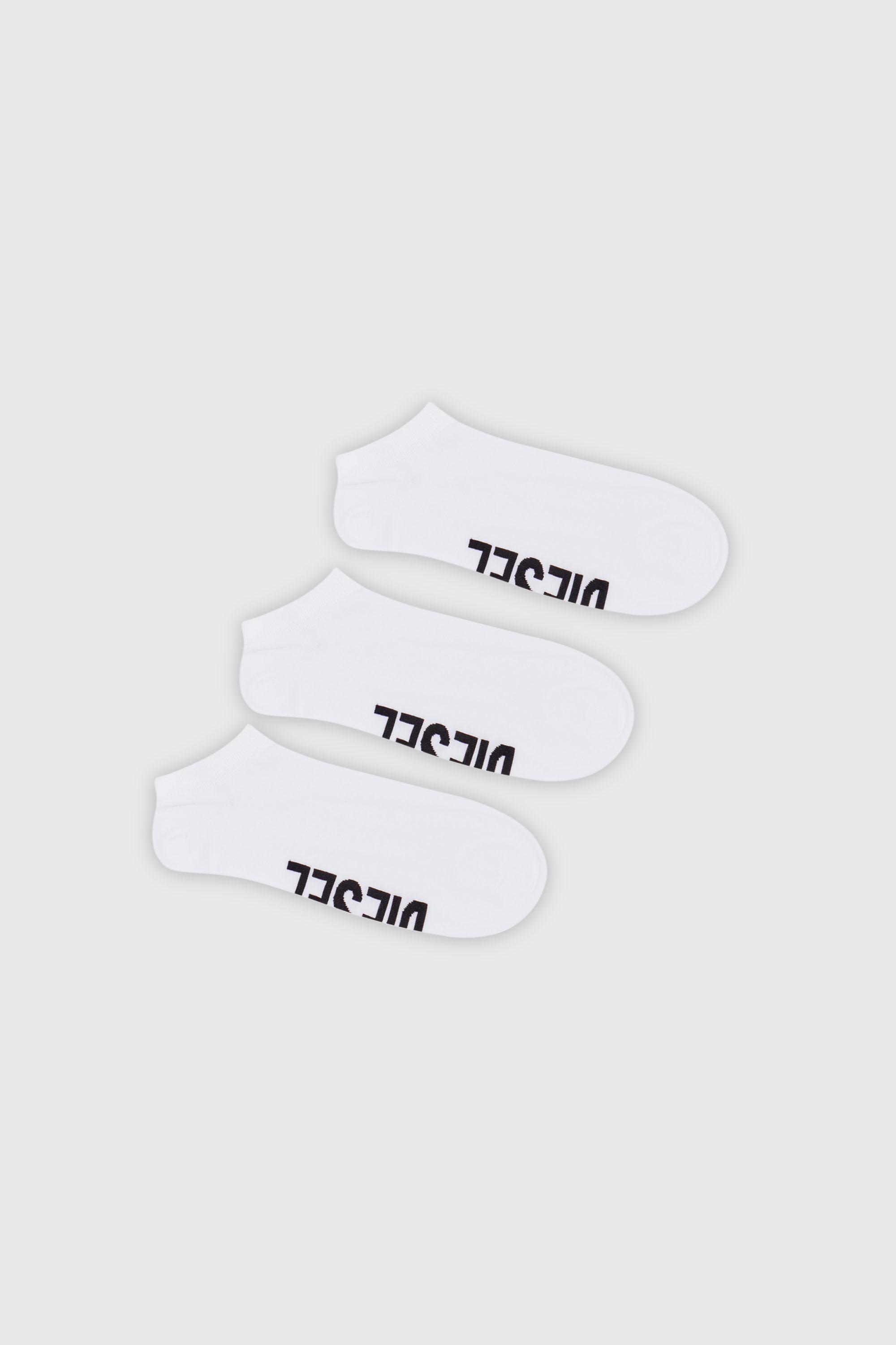 Diesel - SKM-GOST-THREEPACK, Herren Low-Cut-Socken mit Spann-Logo im Dreierpack in Wei&szlig; - 1