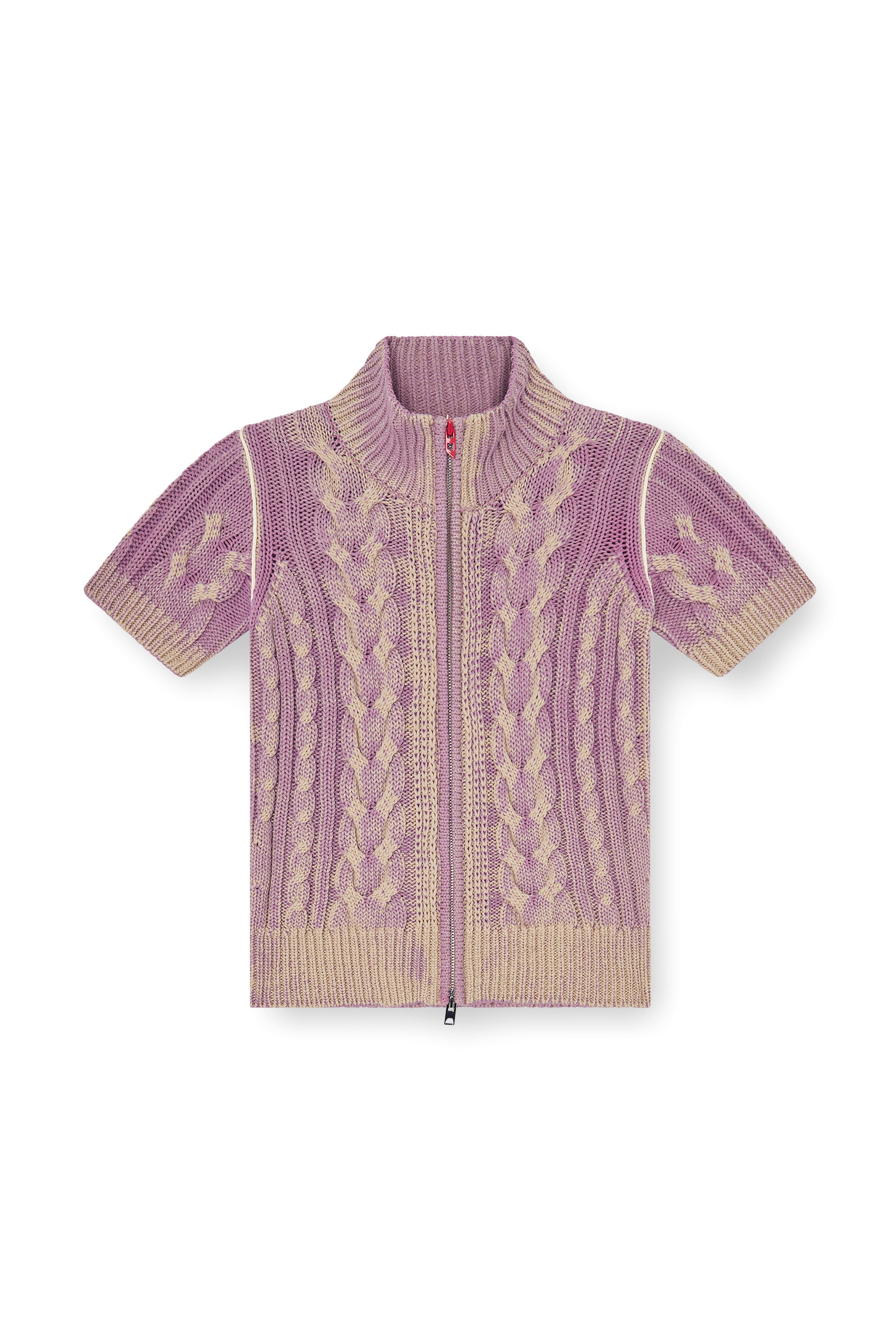 Diesel - M-ELANA, Cardigan a maniche corte con zip in maglia a trecce Donna in Multicolor - 2