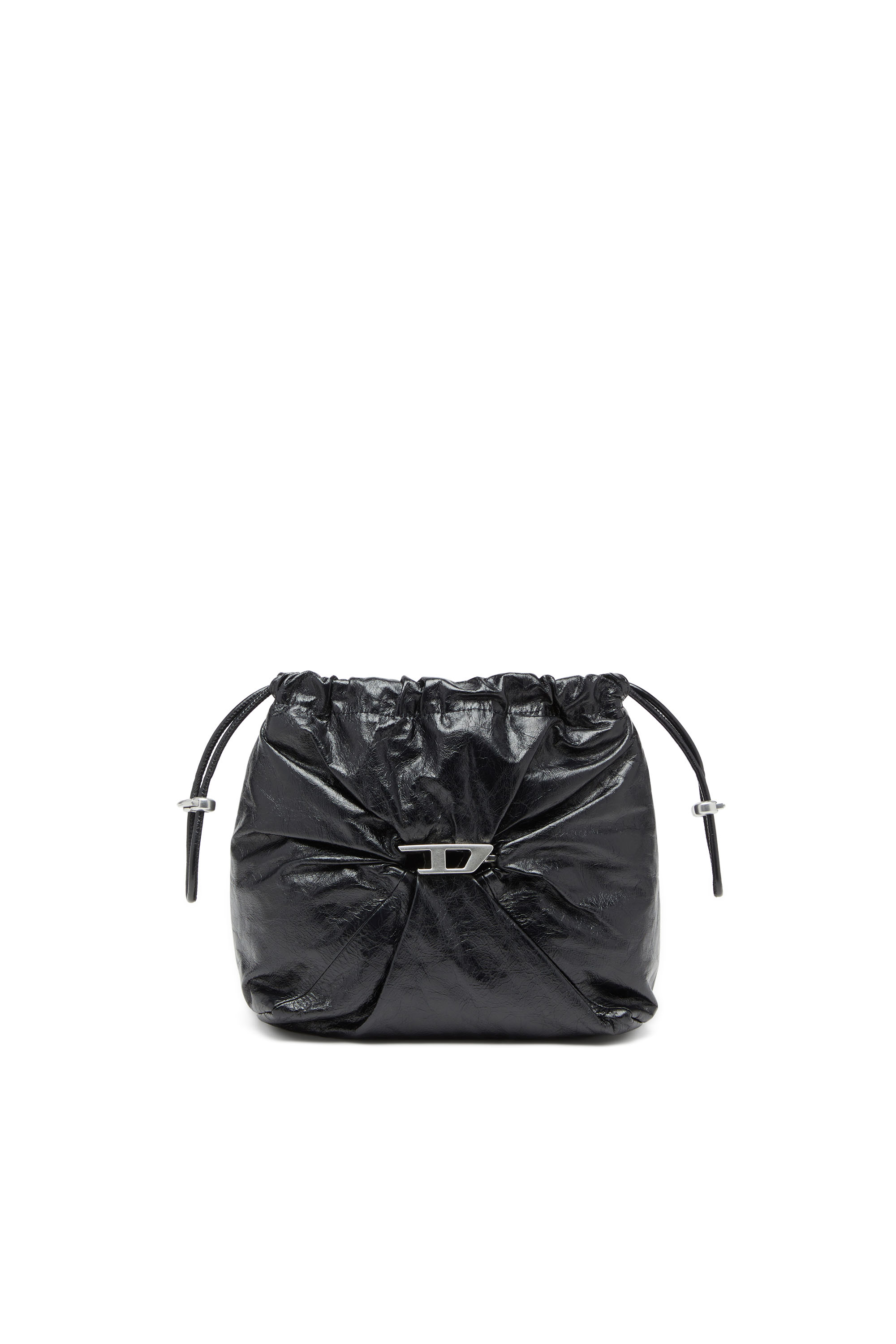 Diesel - SCRUNCH-D BUCKET, Scrunch-D-Sac seau en cuir froissé et brillant Femme in Noir - 6