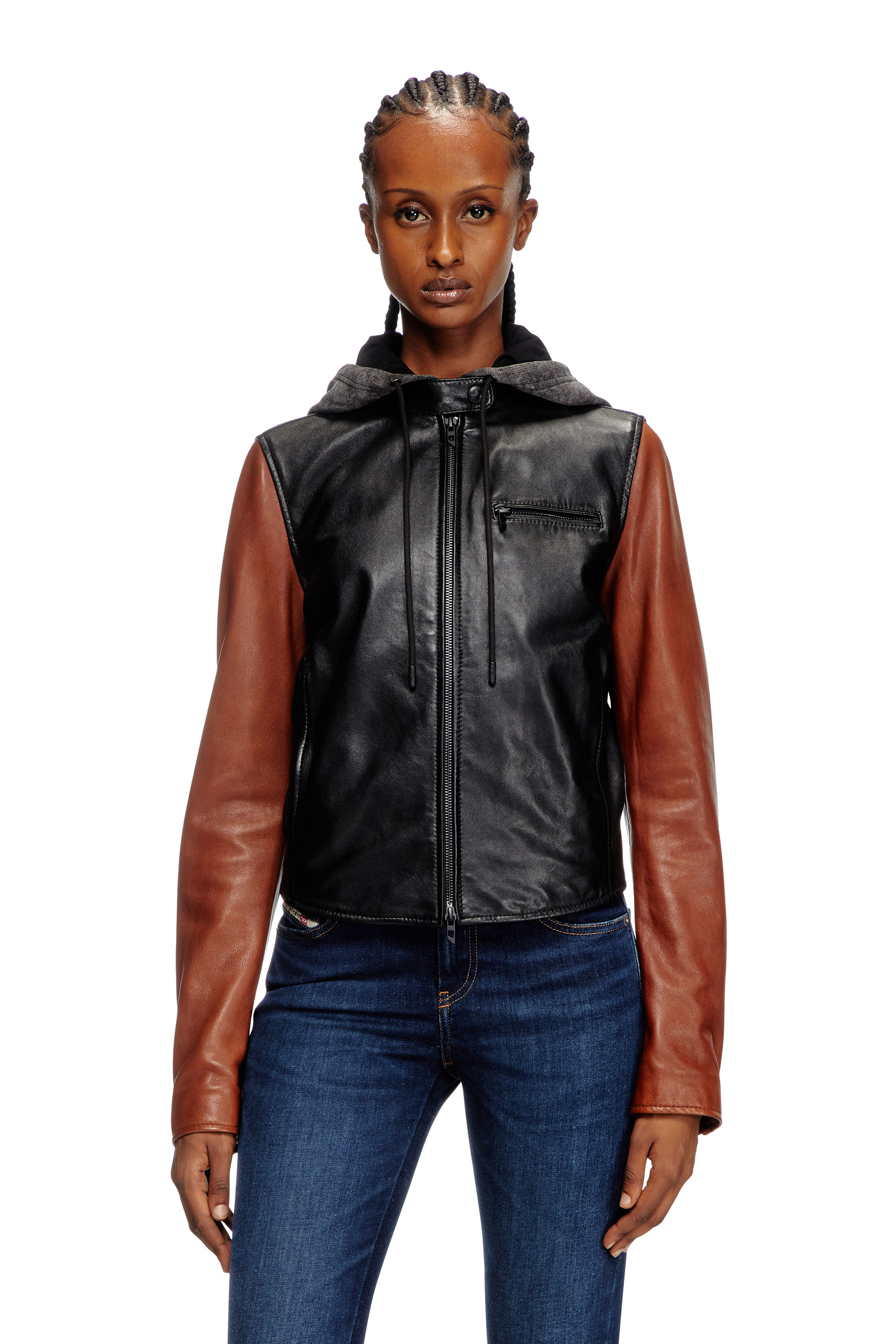 Diesel - L-OUDER, Veste en cuir color-block Femme in ToBeDefined - 1