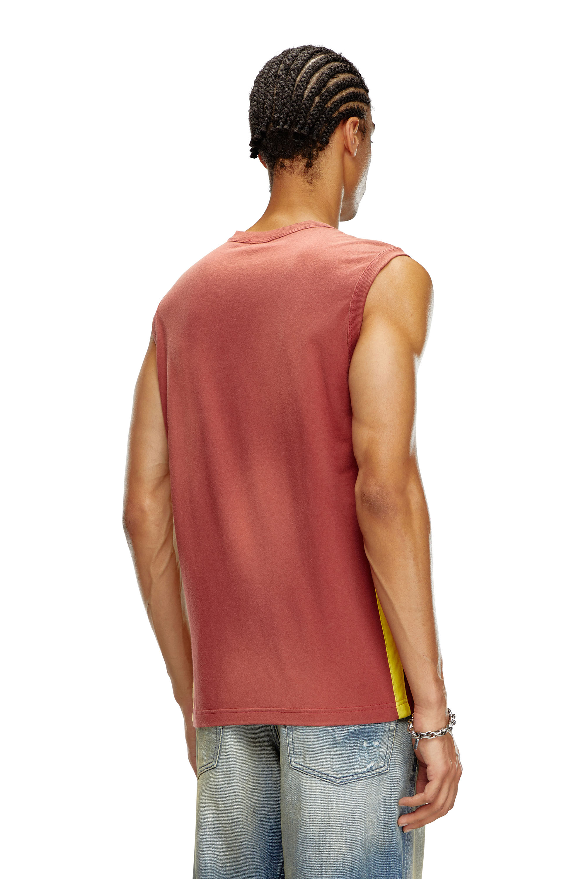 Diesel - T-BISCO-STRIPE, Man Sun-faded tank top with side bands in Red - Image 3