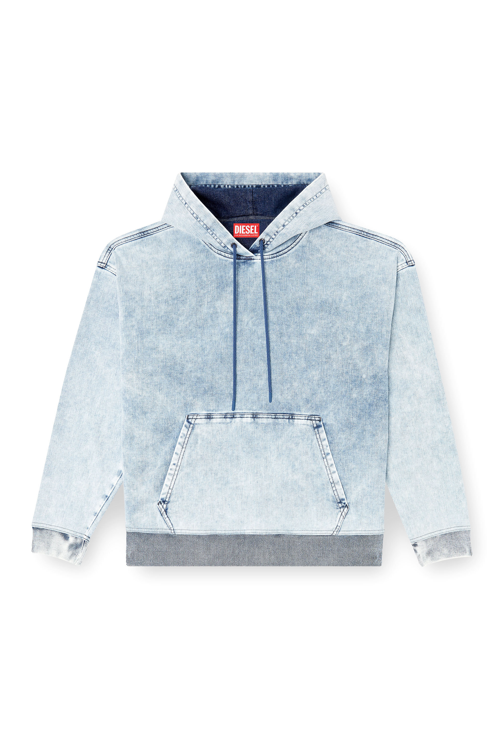 Diesel - D-REBBIT-S-TRACK, Sweatshirt à capuche en denim marbré Mixte in Bleu - 2