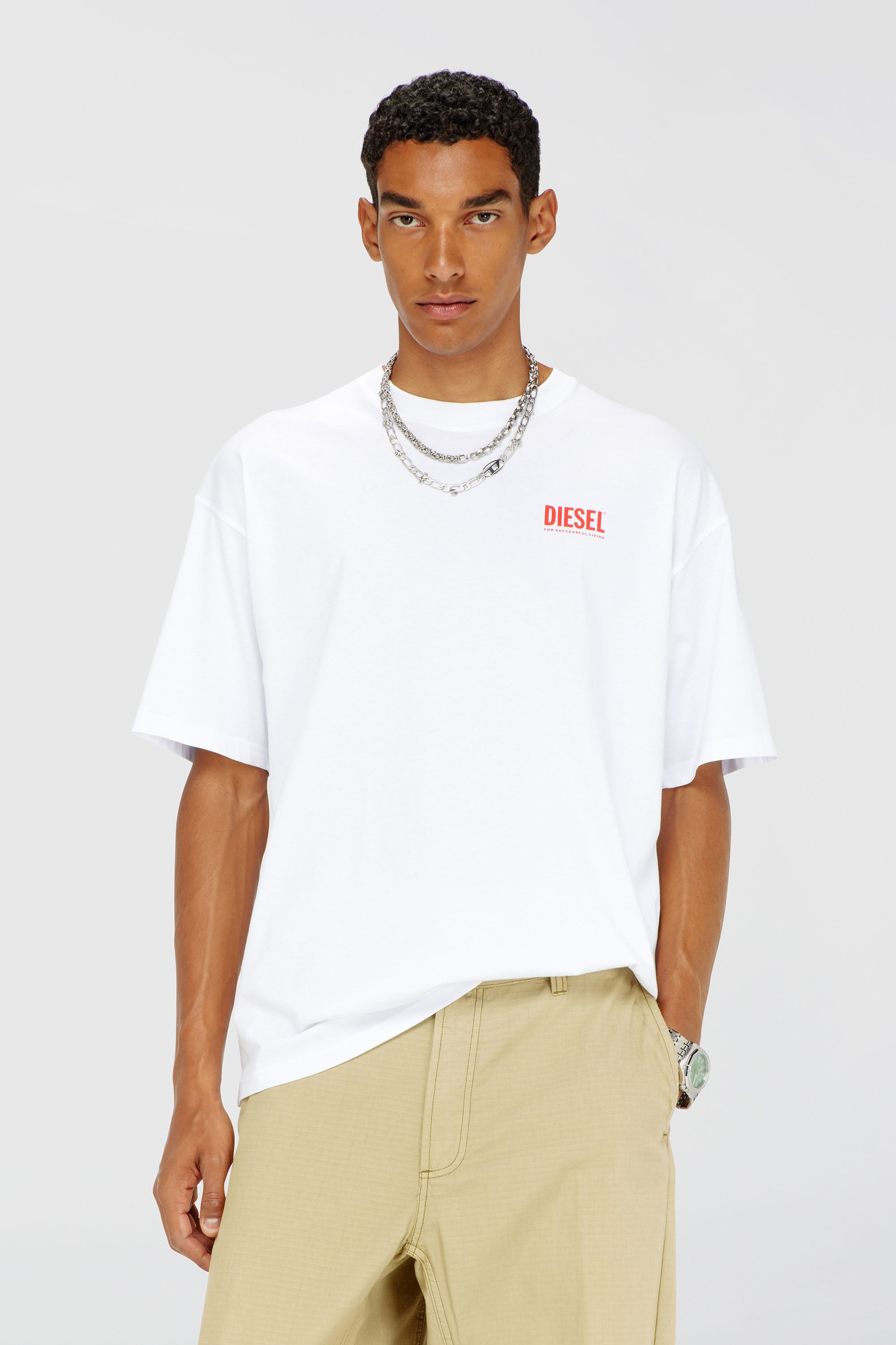 Diesel - T-BOXT-BISK, T-shirt in cotone con stampa Diesel Biscotto Uomo in Bianco - 1