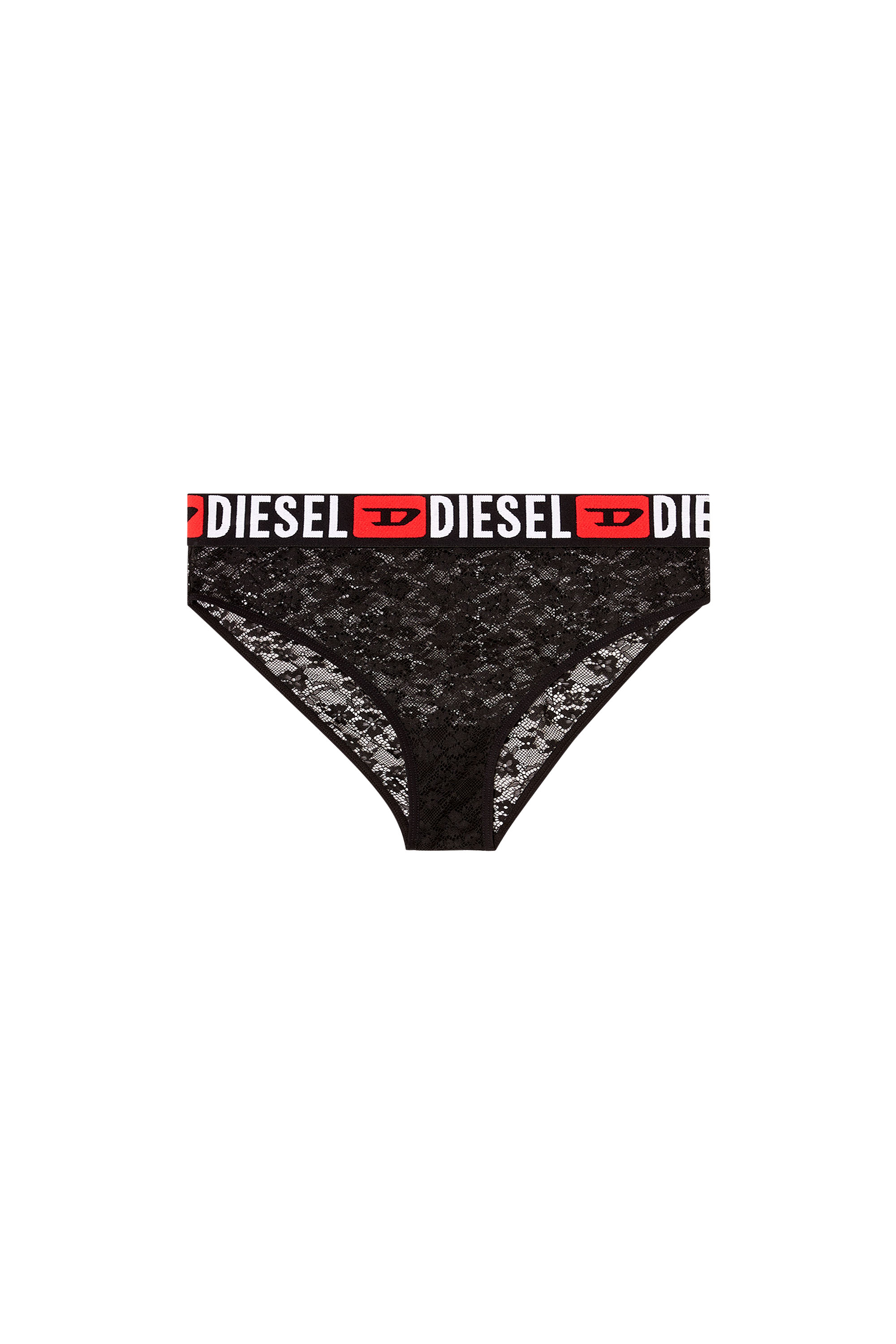 Diesel - SAM-D-CORE, Culotte en dentelle de nylon avec logo Diesel Femme in Noir - 3