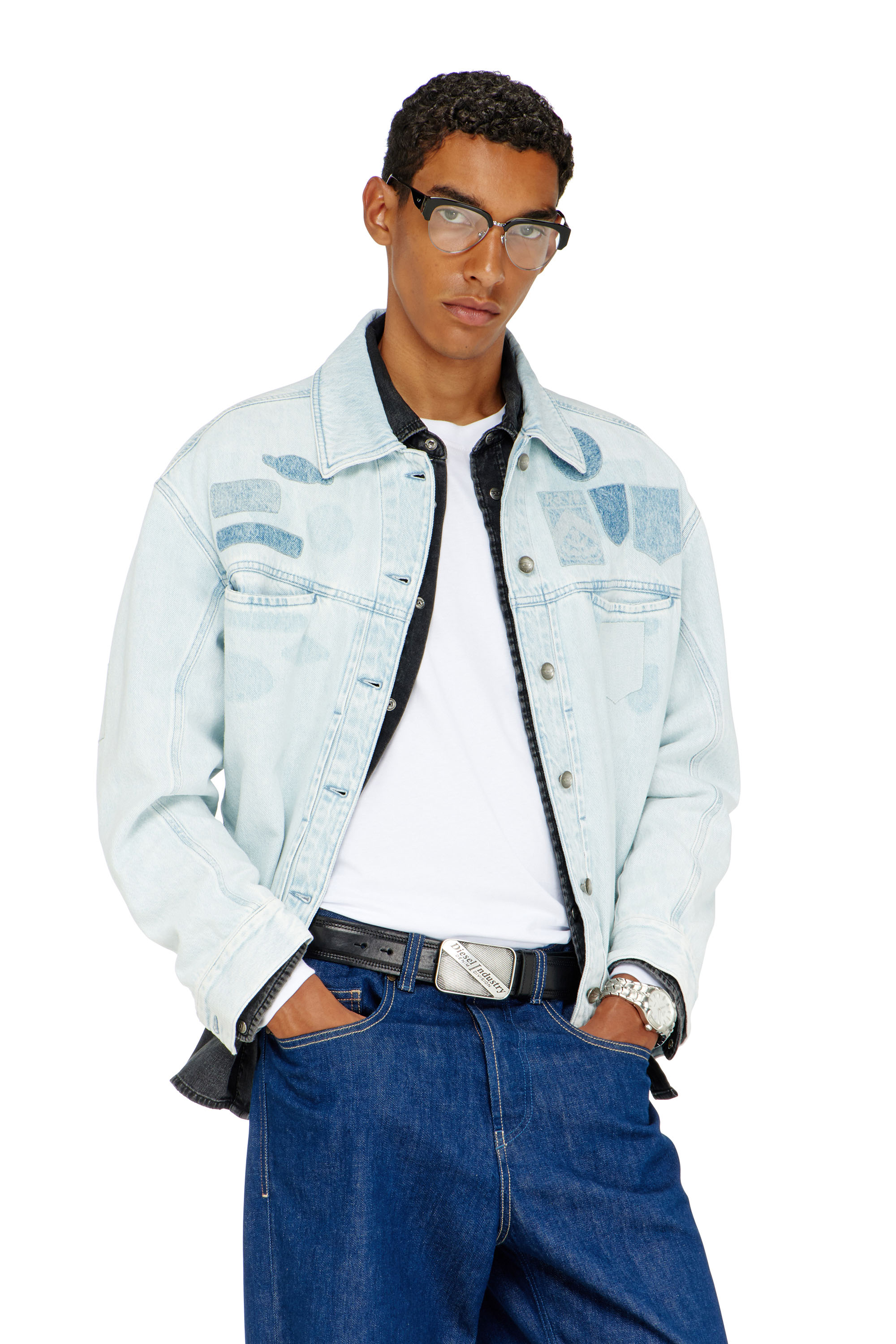 Diesel - D-RYMAVO-S, Unisex Denim overshirt mit patch-effekten in Hellblau - 3