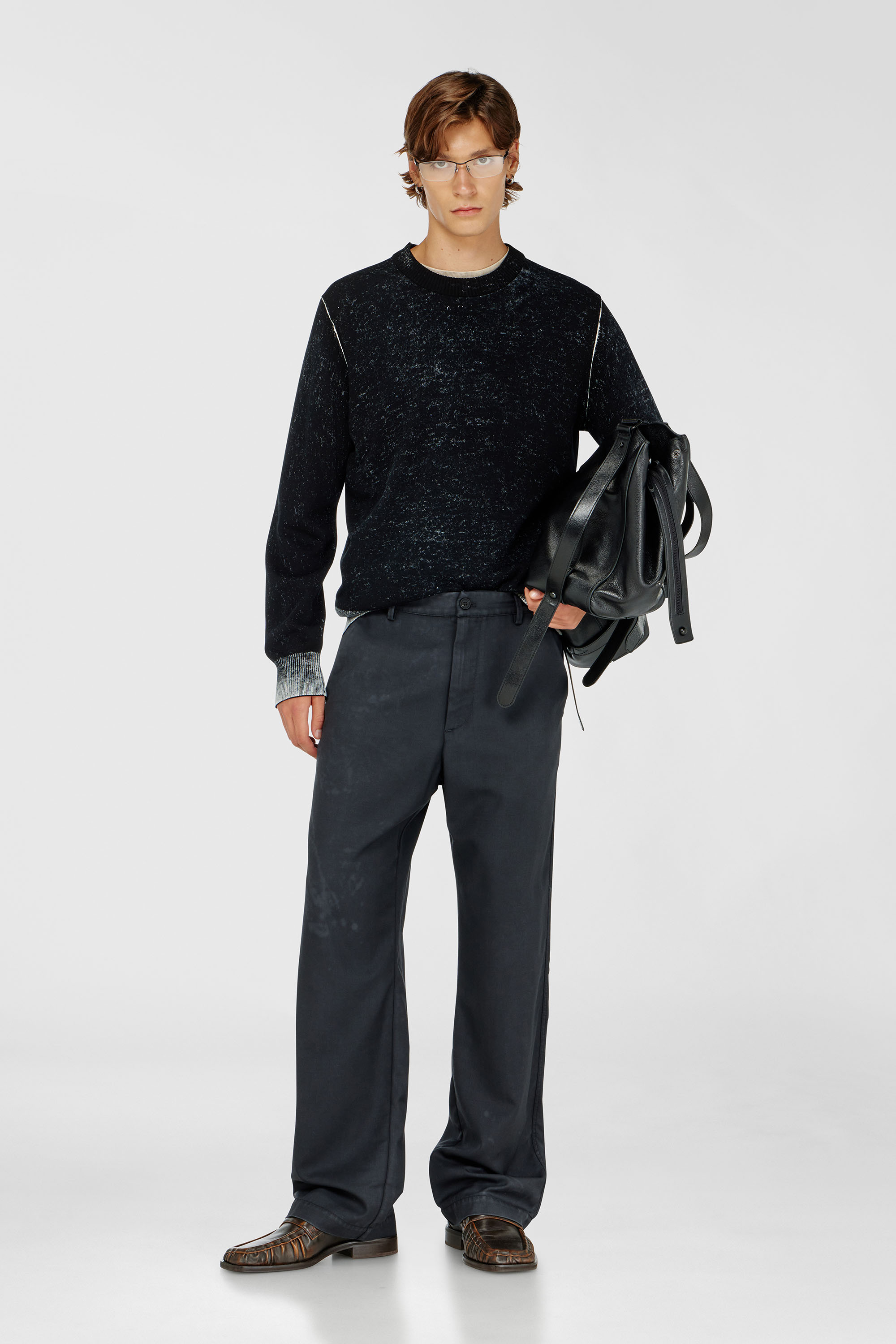 Diesel - K-LARENCE-B, Pull en coton avec imprim&eacute; invers&eacute; Homme in Noir - 2