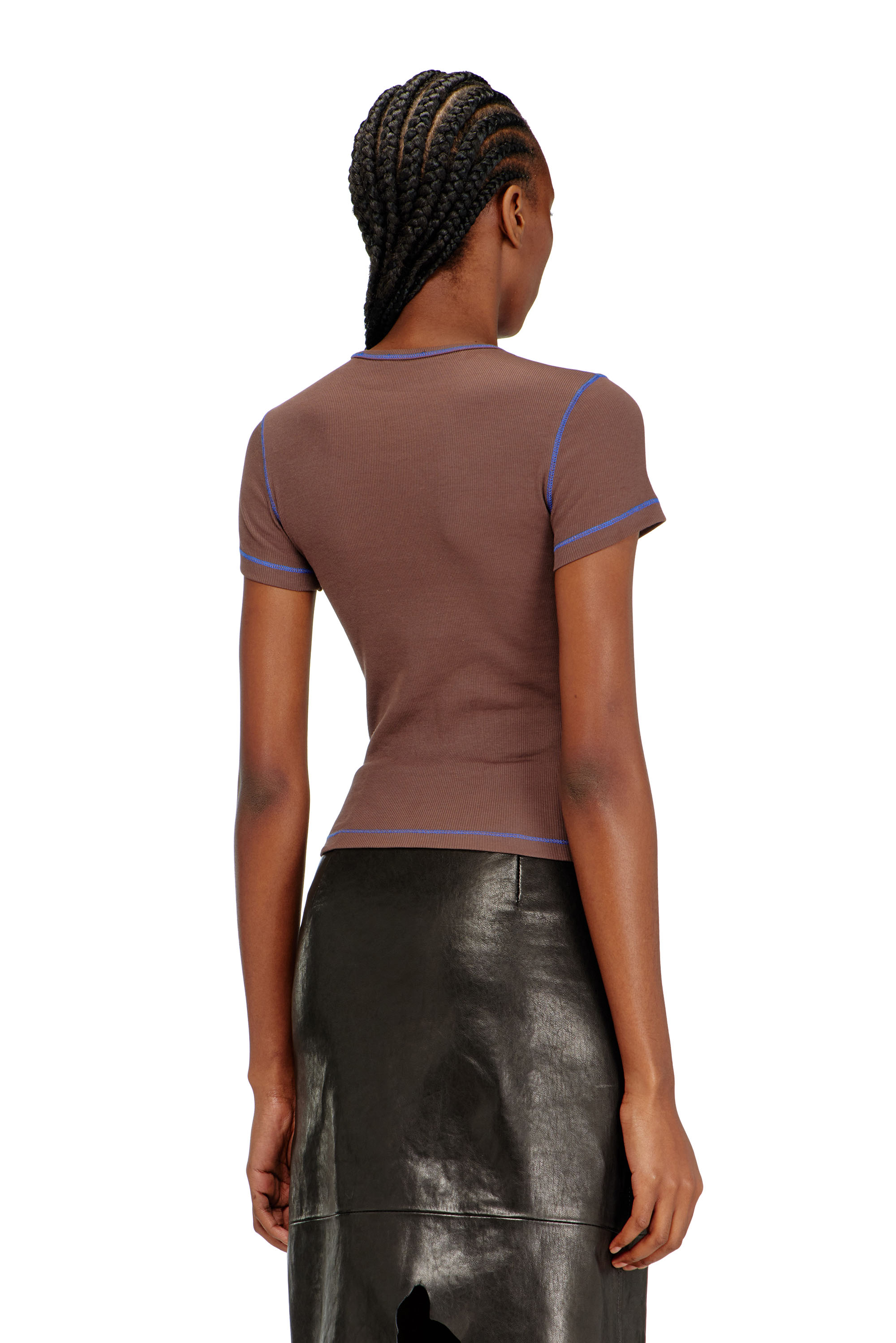 Diesel - T-BRENDA, Damen Animal-Print-Top aus geripptem Stretch-Jersey in Braun - 4