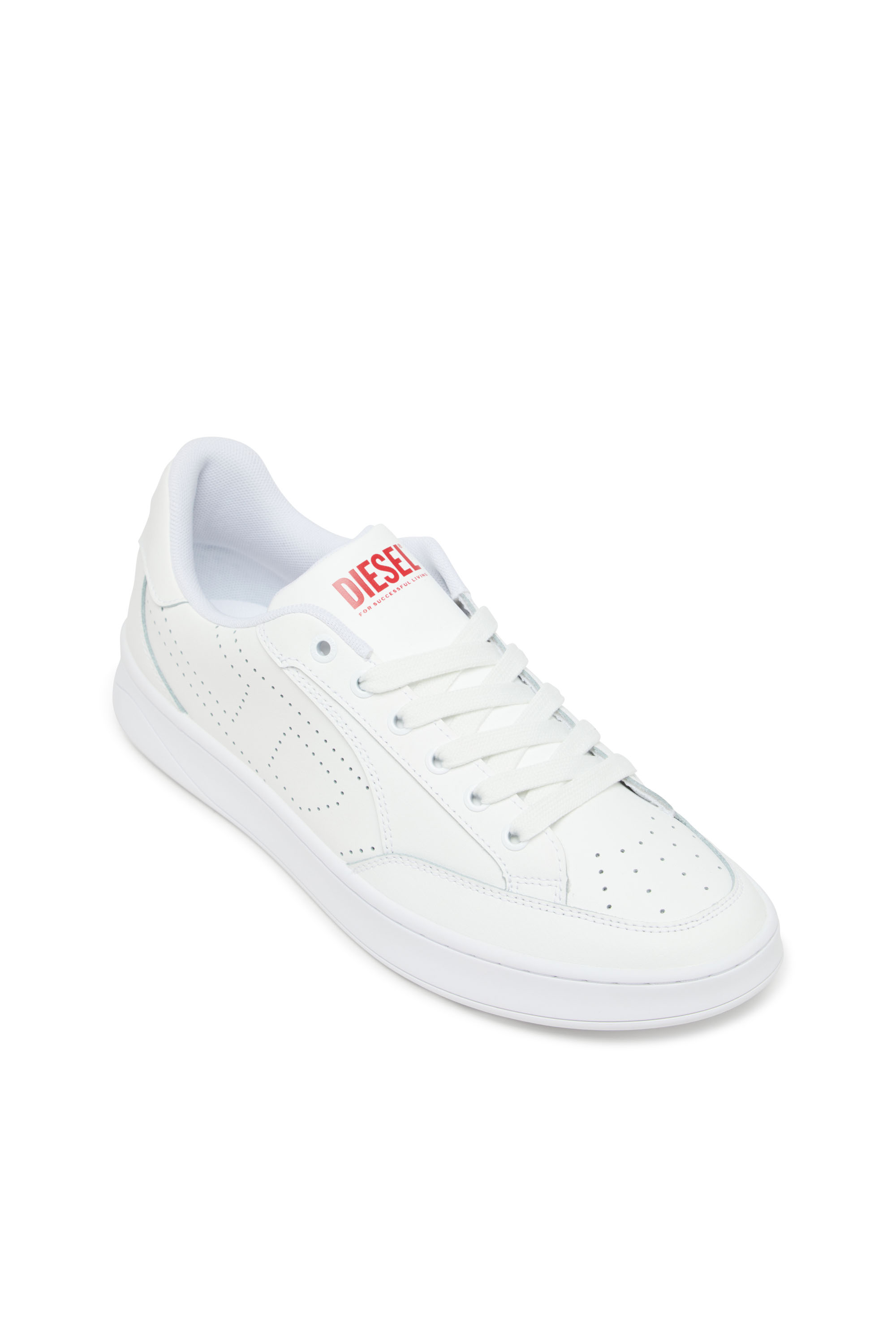 Diesel - S-DAKOTA LOW, Sneakers en cuir avec logo perforé Homme in Blanc - 6