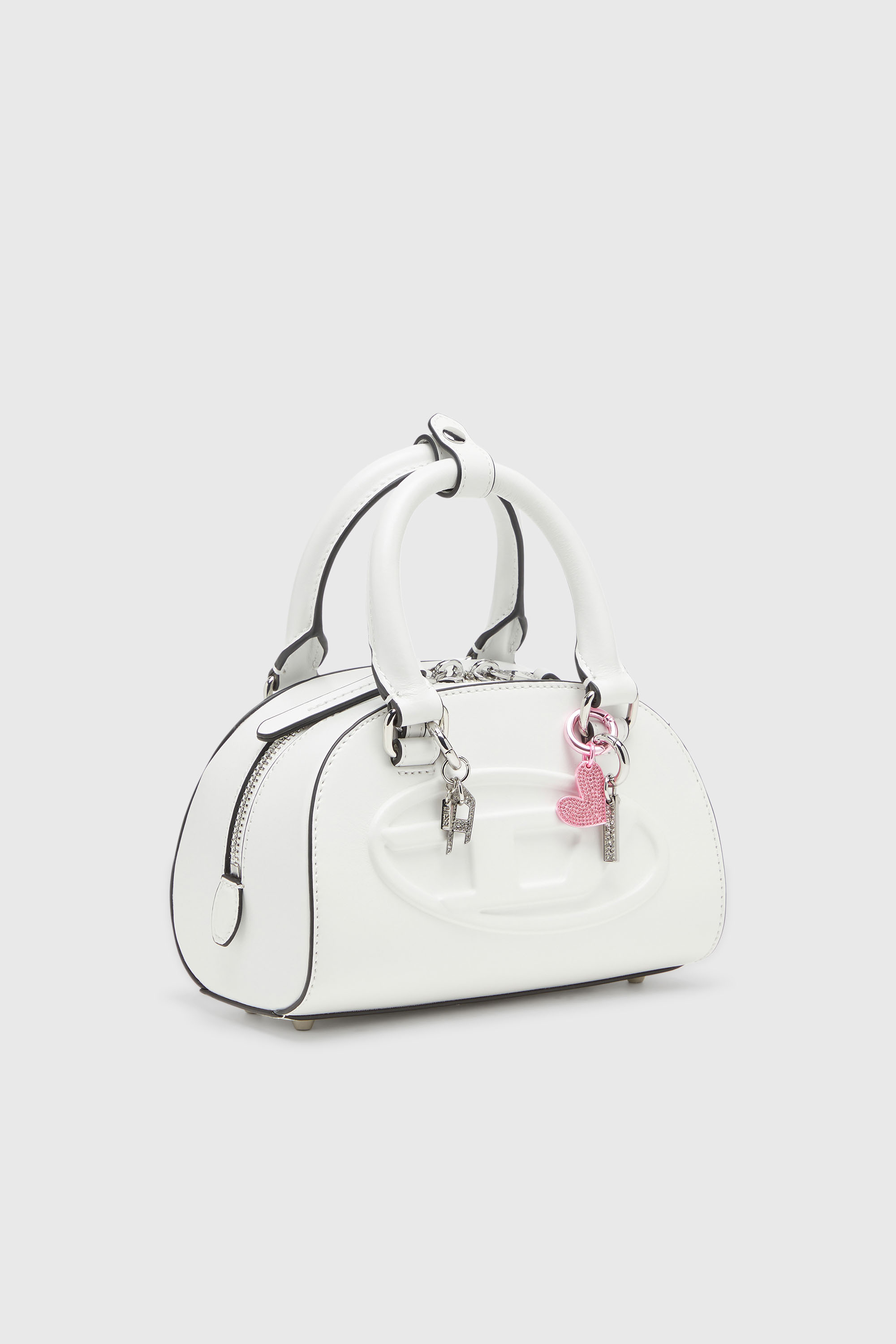 Diesel - 1DR DOME TOP HANDLE, Damen 1DR Dome-Bowling-Tasche aus Leder in Wei&szlig; - 2
