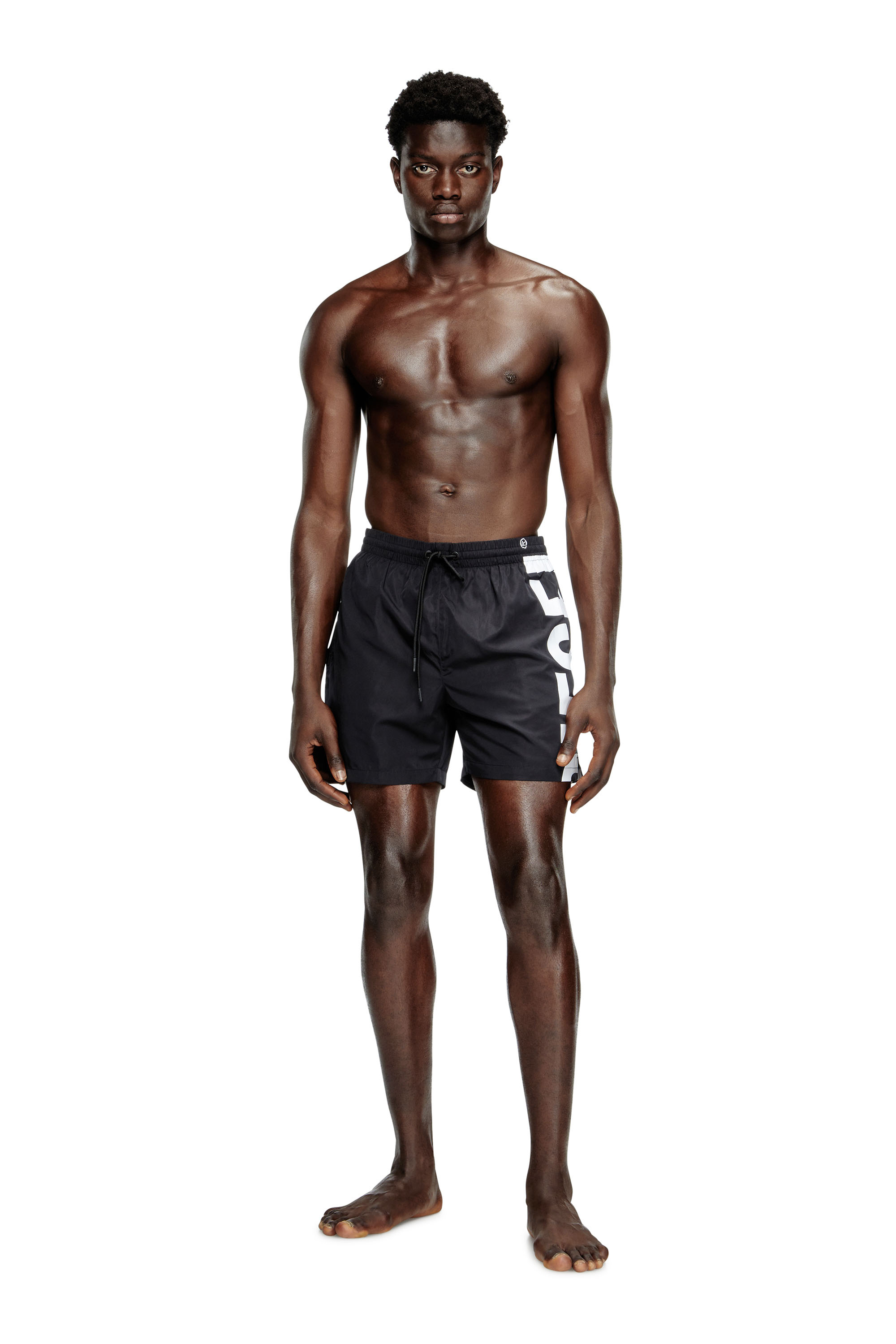Diesel - RIO-41-D-CORE, Herren Mittellange Bade-Shorts mit Maxi-Logo in Schwarz/Weiss - 1