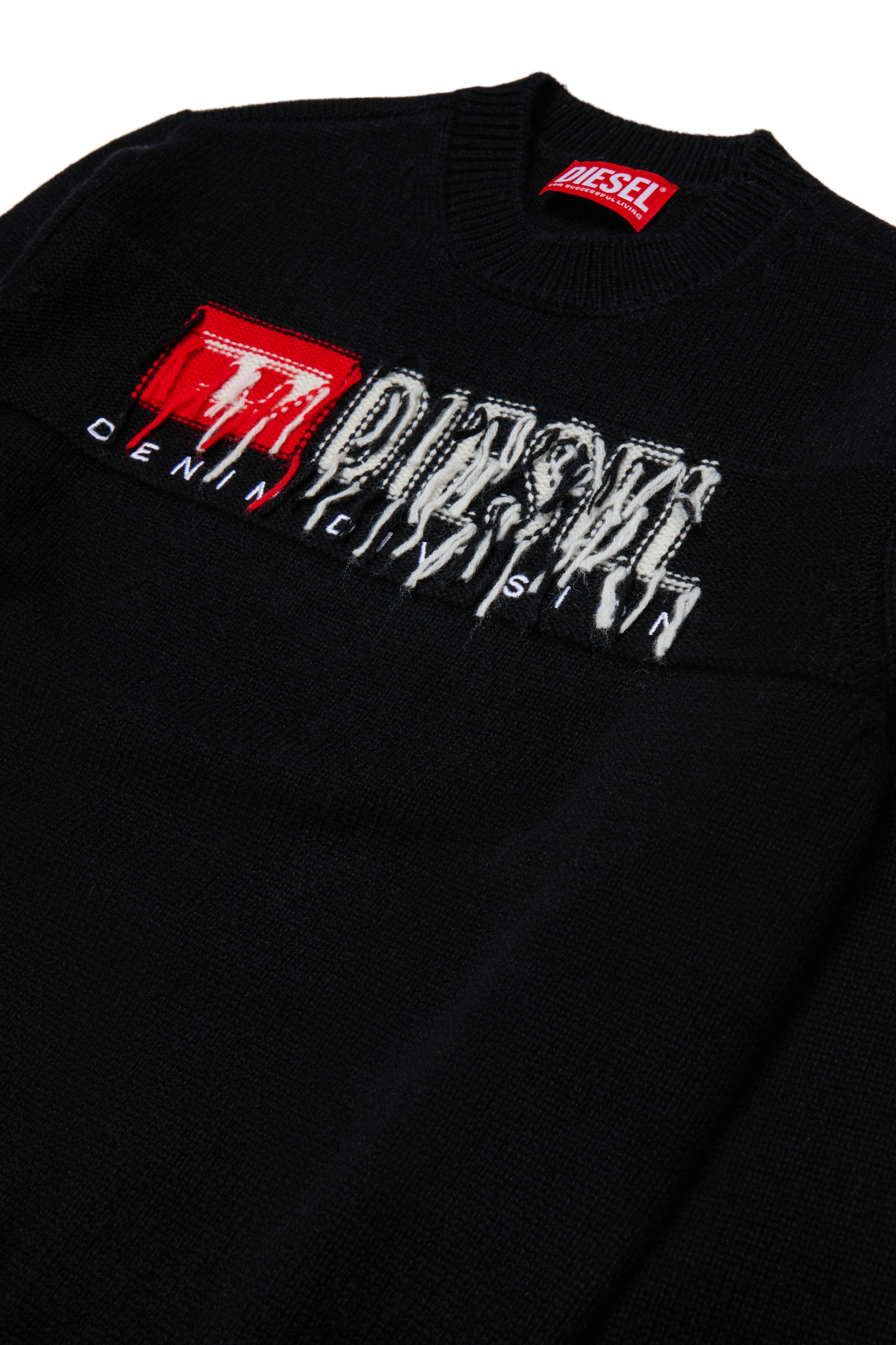 Diesel - KONZI OVER, Herren Pullover mit Kaschmir-Anteil und destroyed logo in Schwarz - 3