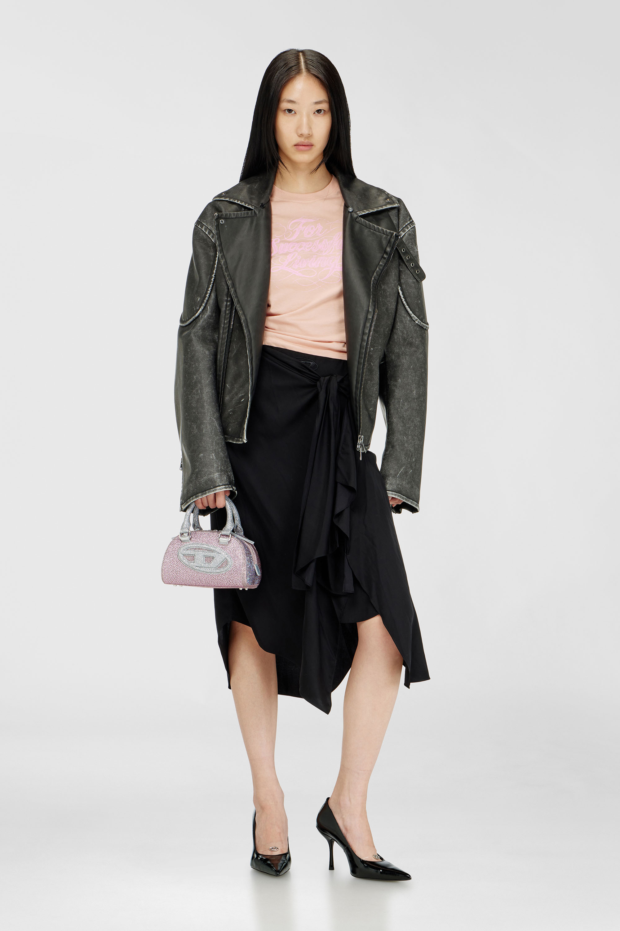 Diesel - 1DR DOME CROSSBODY, 1DR Dome - Borsa bowling piccola in crystal lurex Donna in Rosa - 1