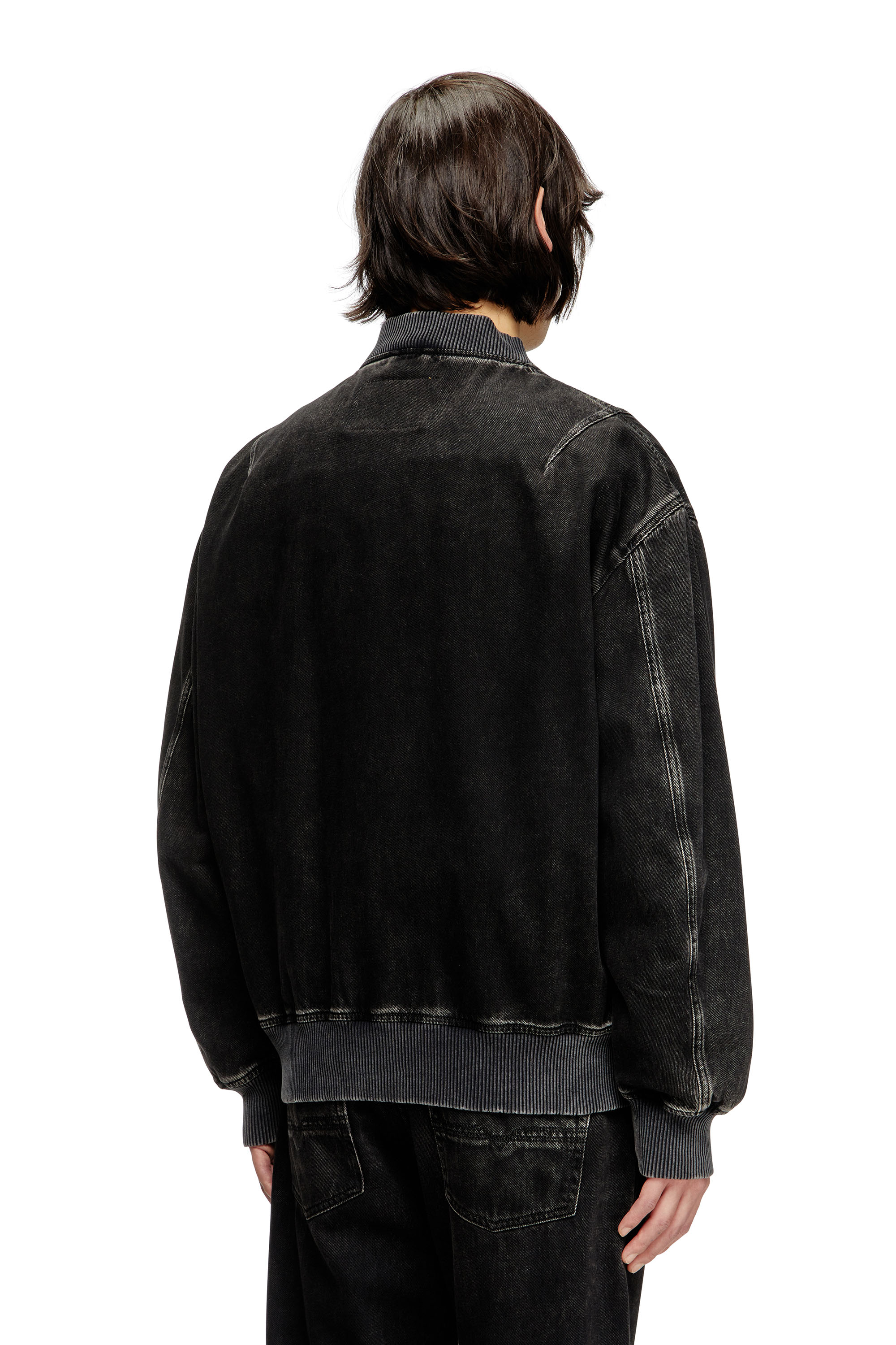 Diesel - D-VINZ, Veste bomber en denim délavé Homme in Noir - 4