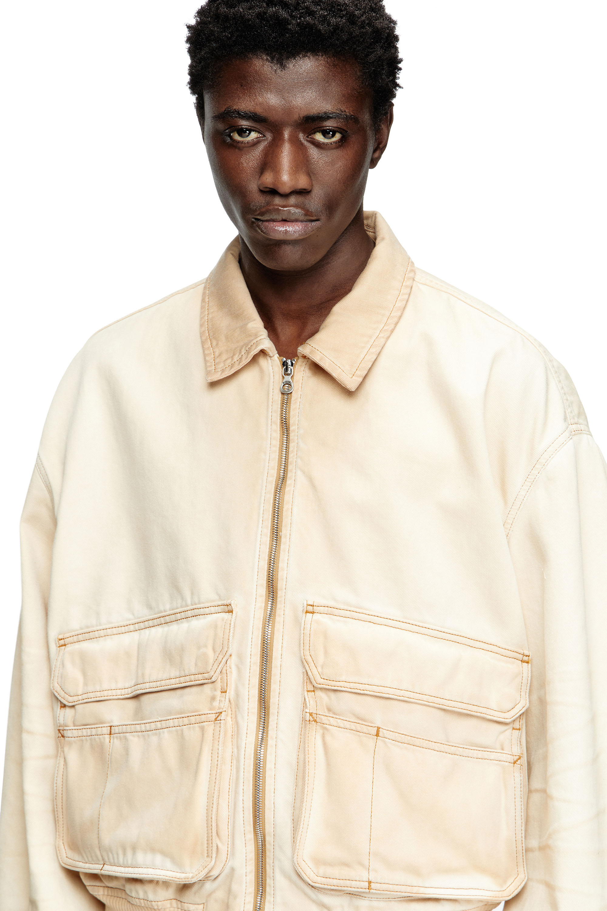 Diesel - D-KURZ, Veste en denim tissé batavia Mixte in Beige - 5