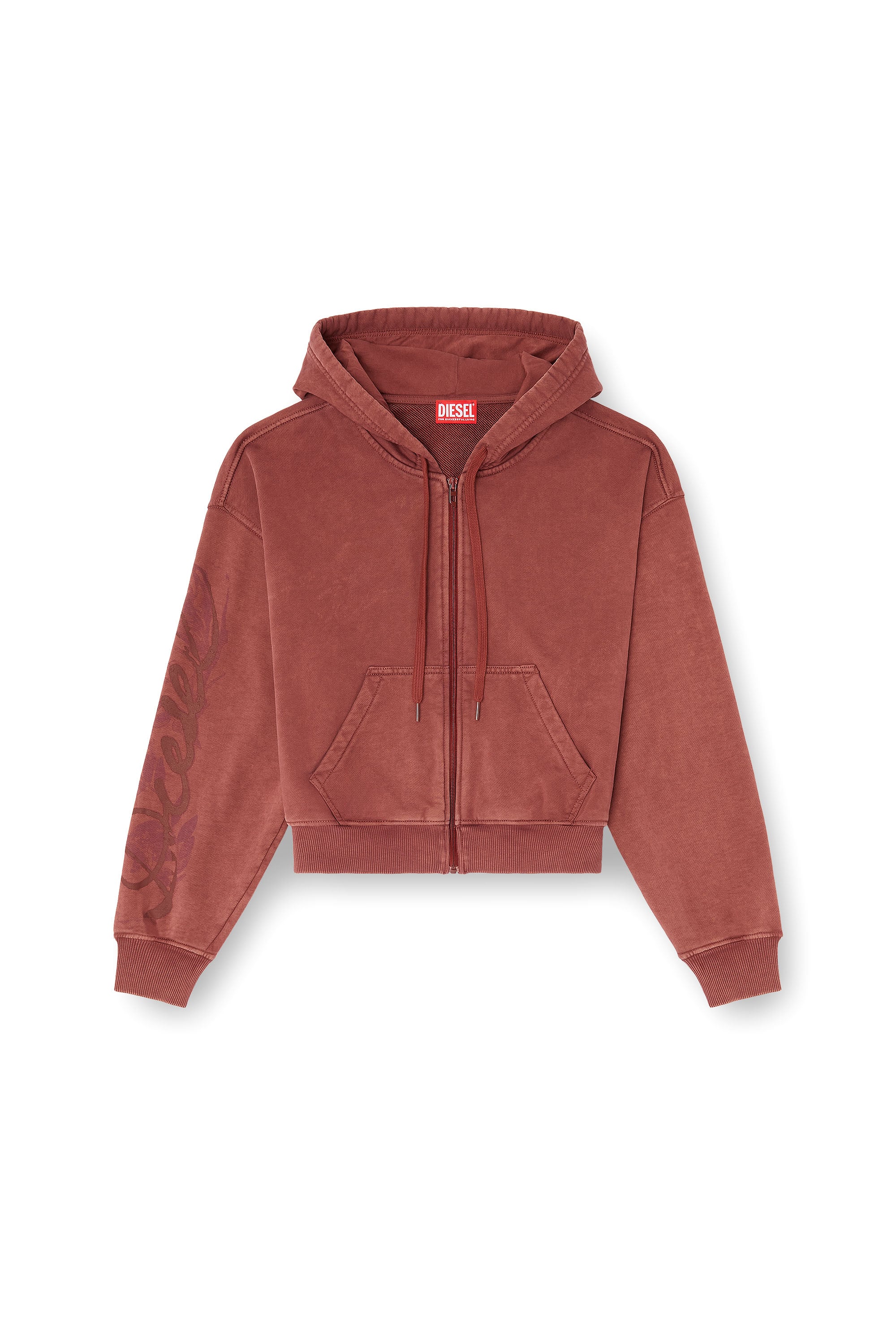 Diesel - F-ELYCY, Sweat &agrave; capuche zipp&eacute; avec logo floral en relief Femme in ToBeDefined - 3