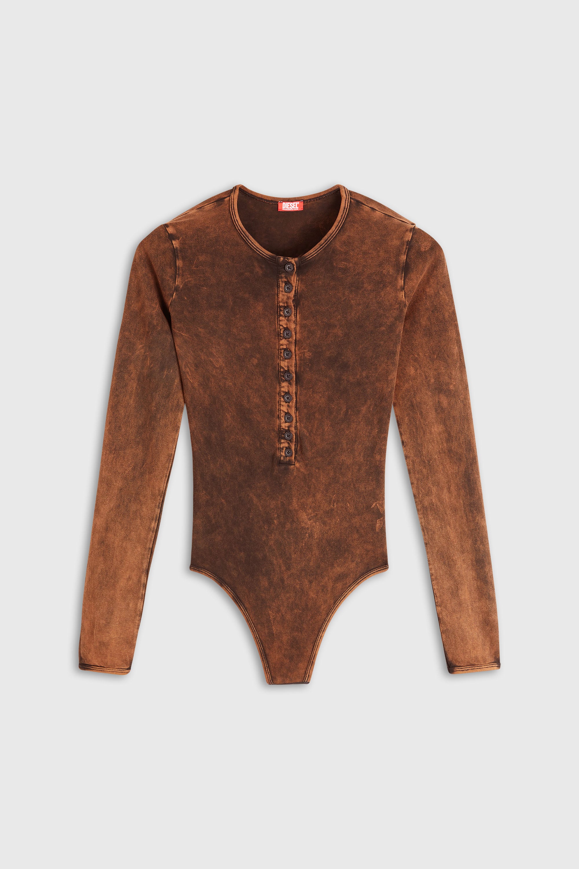 Diesel - FRESYA-DNM, Body in cotone con chiusura frontale a bottoni Donna in Marrone - 2