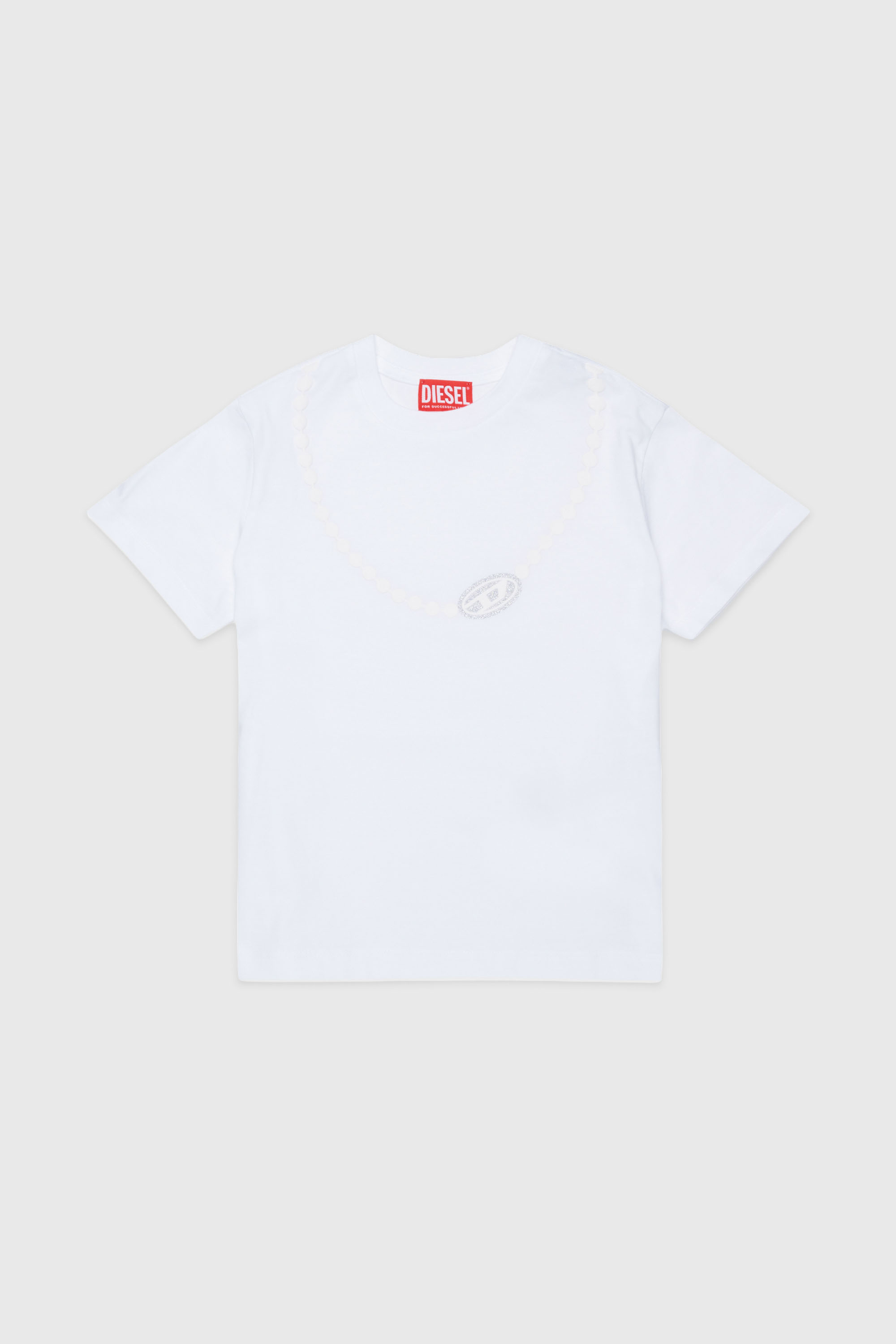 Diesel - TICLA, T-shirt in cotone con stampa collana Donna in Bianco - 1