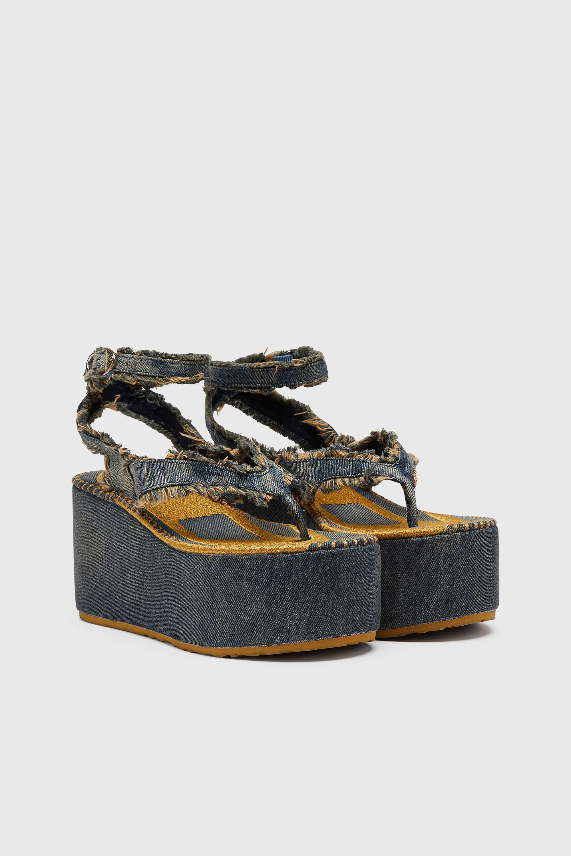 Diesel - SA-NIKOLA SANDAL, Woman's Sa-Nikola - Sandals in denim with frayed details in Blue/Grey - 2