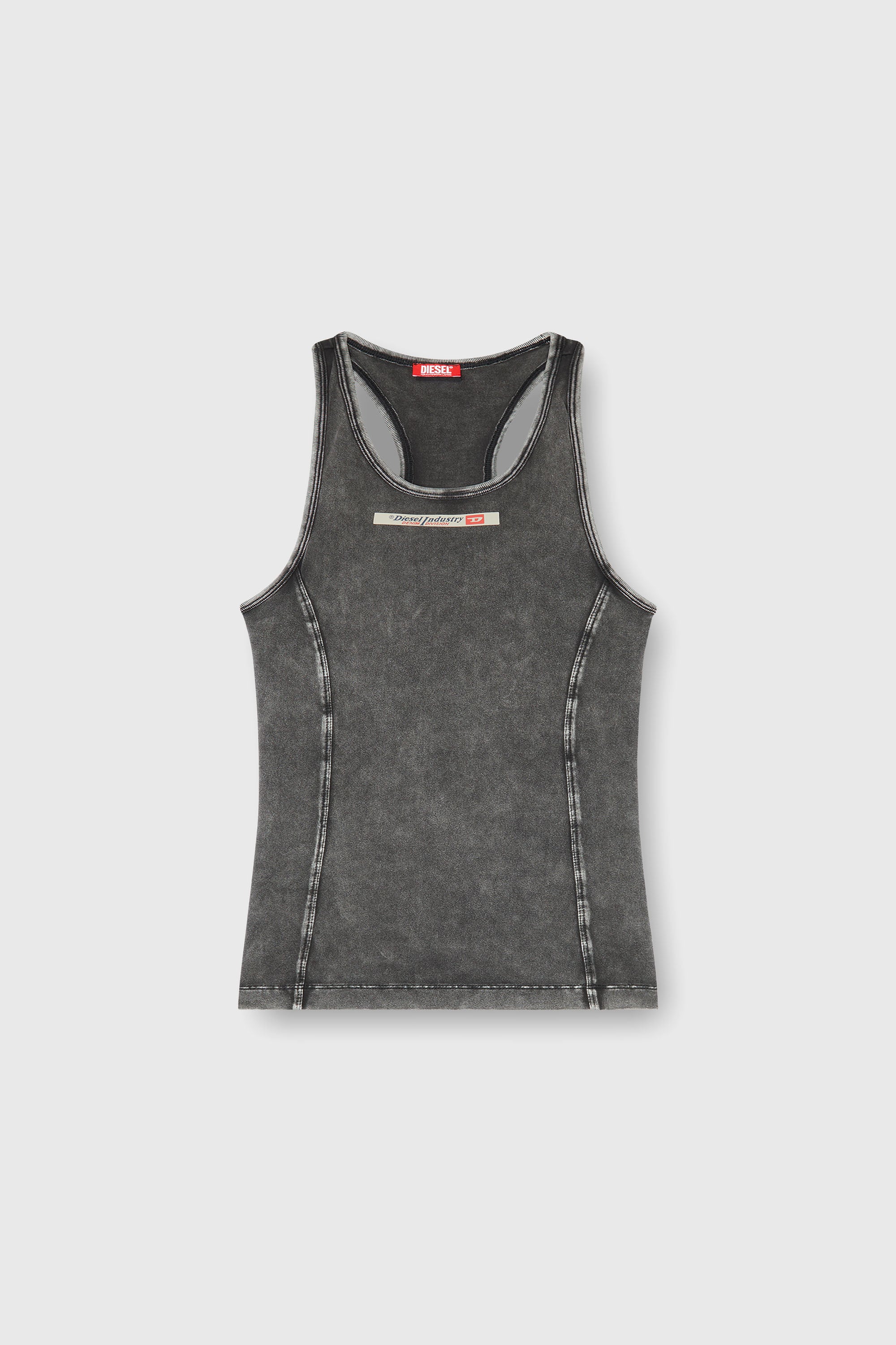 Diesel - IRENE-DNM, Canotta in cotone con effetto lavorato Donna in Grigio - 2