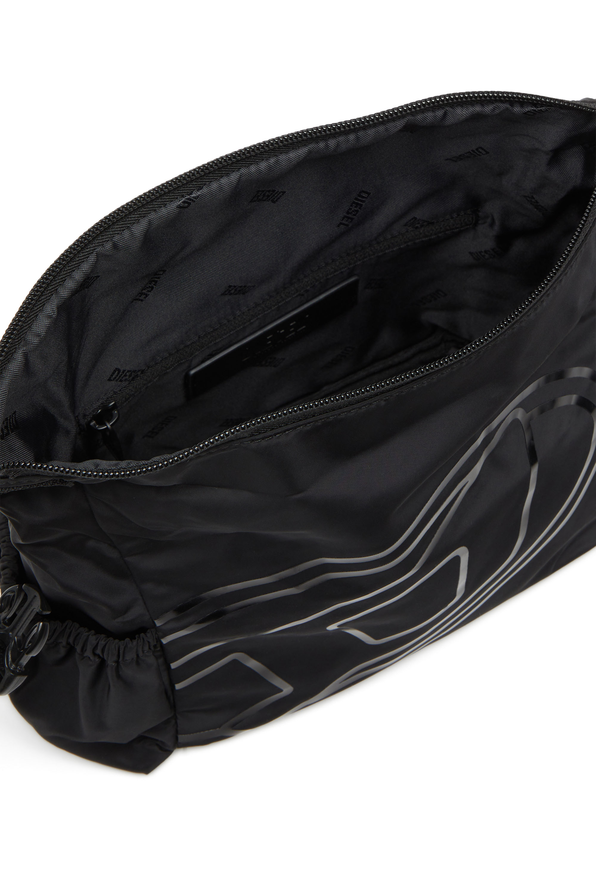 Diesel - DRAPE WASH BAG X, Trousse de toilette en nylon avec imprimé Oval D Mixte in Noir - 4