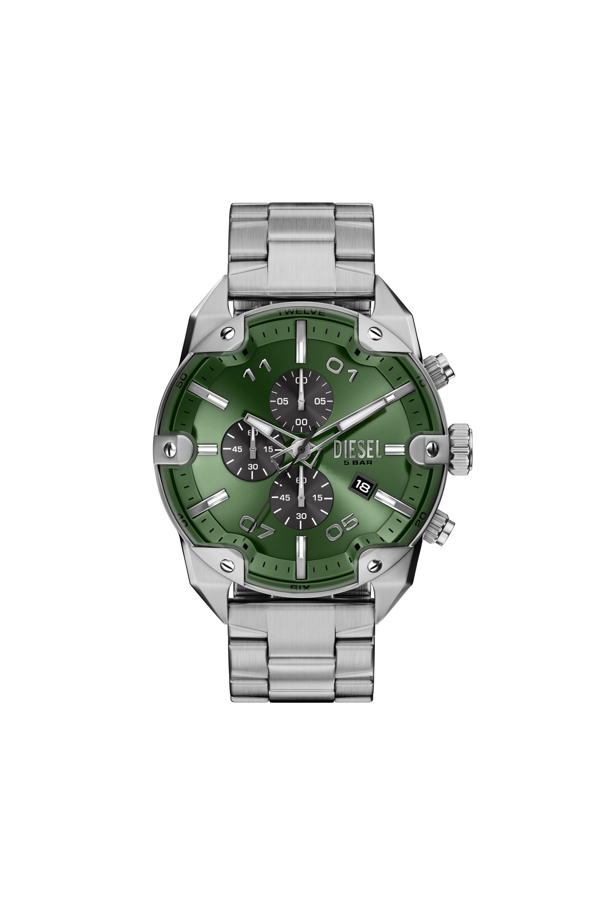Diesel - DZ4712 WATCH, Herren Spiked Edelstahl-Uhr in Silber - 1