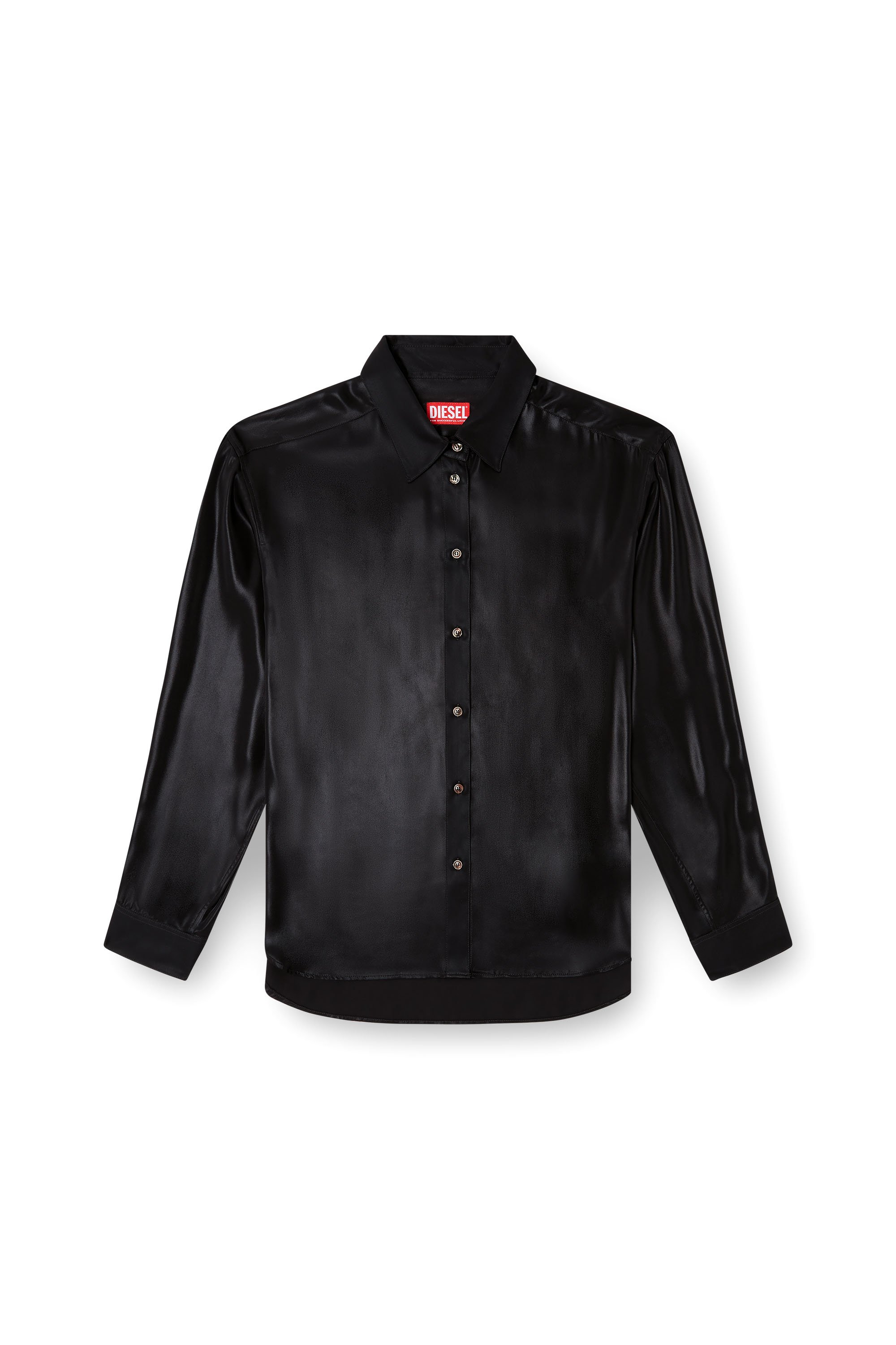 Diesel - S-SIMPLY-C-WN-Q1, Camicia in tessuto fluido laminato Donna in Nero - 3