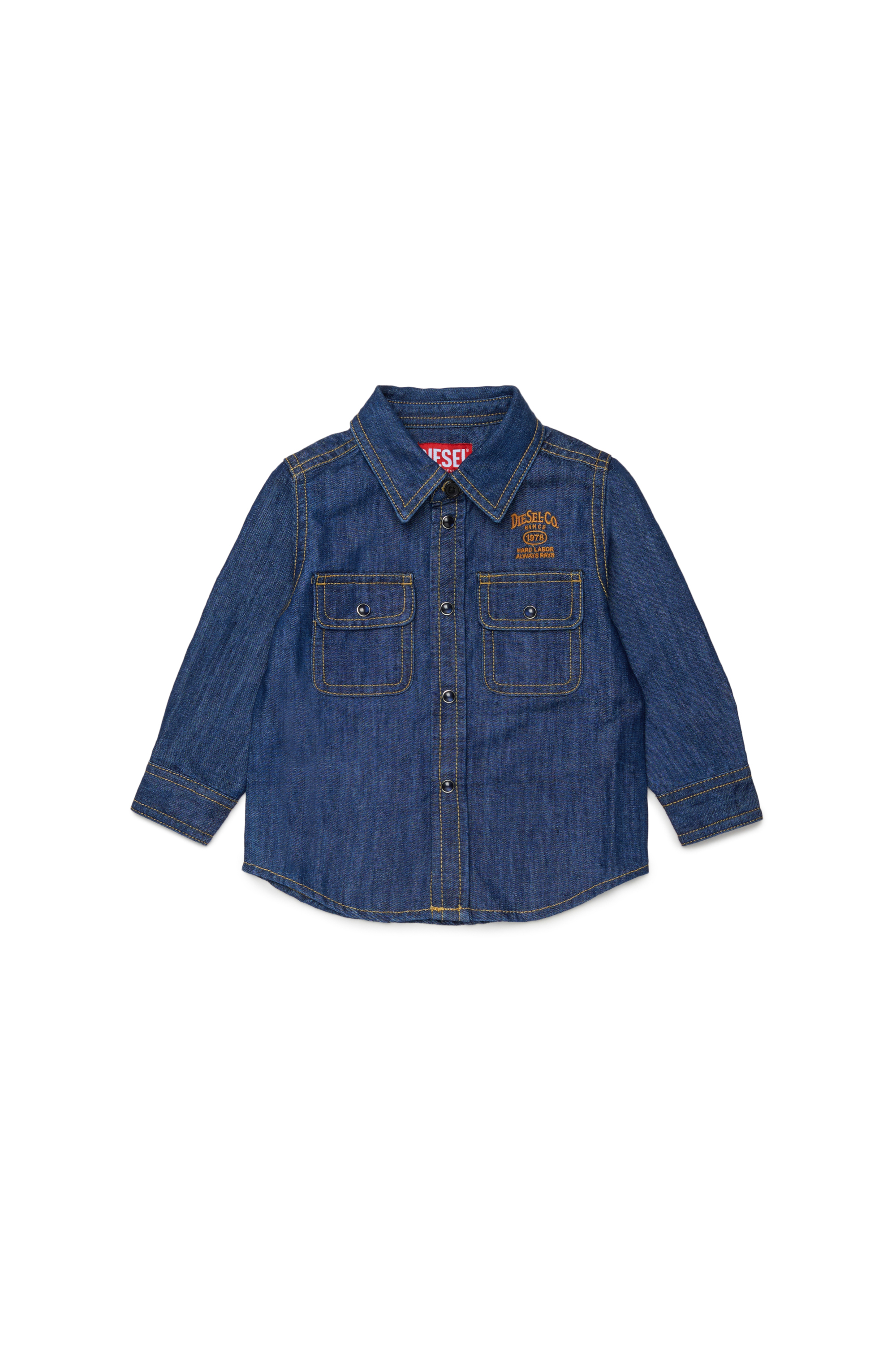 Diesel - CARTOB, Herren Jeanshemd mit Logo-Stickerei in Dunkelblau - 1