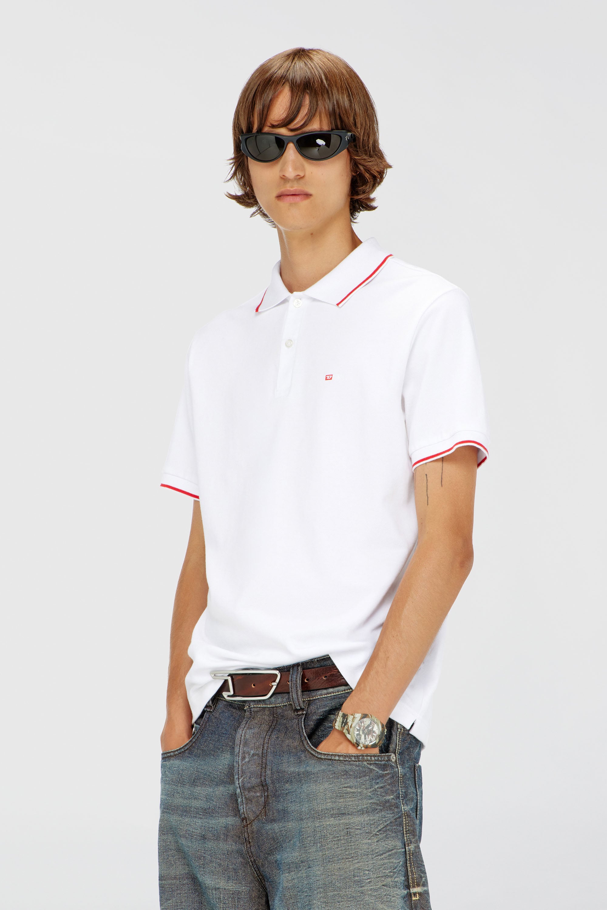 Diesel - T-FERRY-MICRODIV, Polo con micro ricamo Diesel Uomo in Bianco - 1