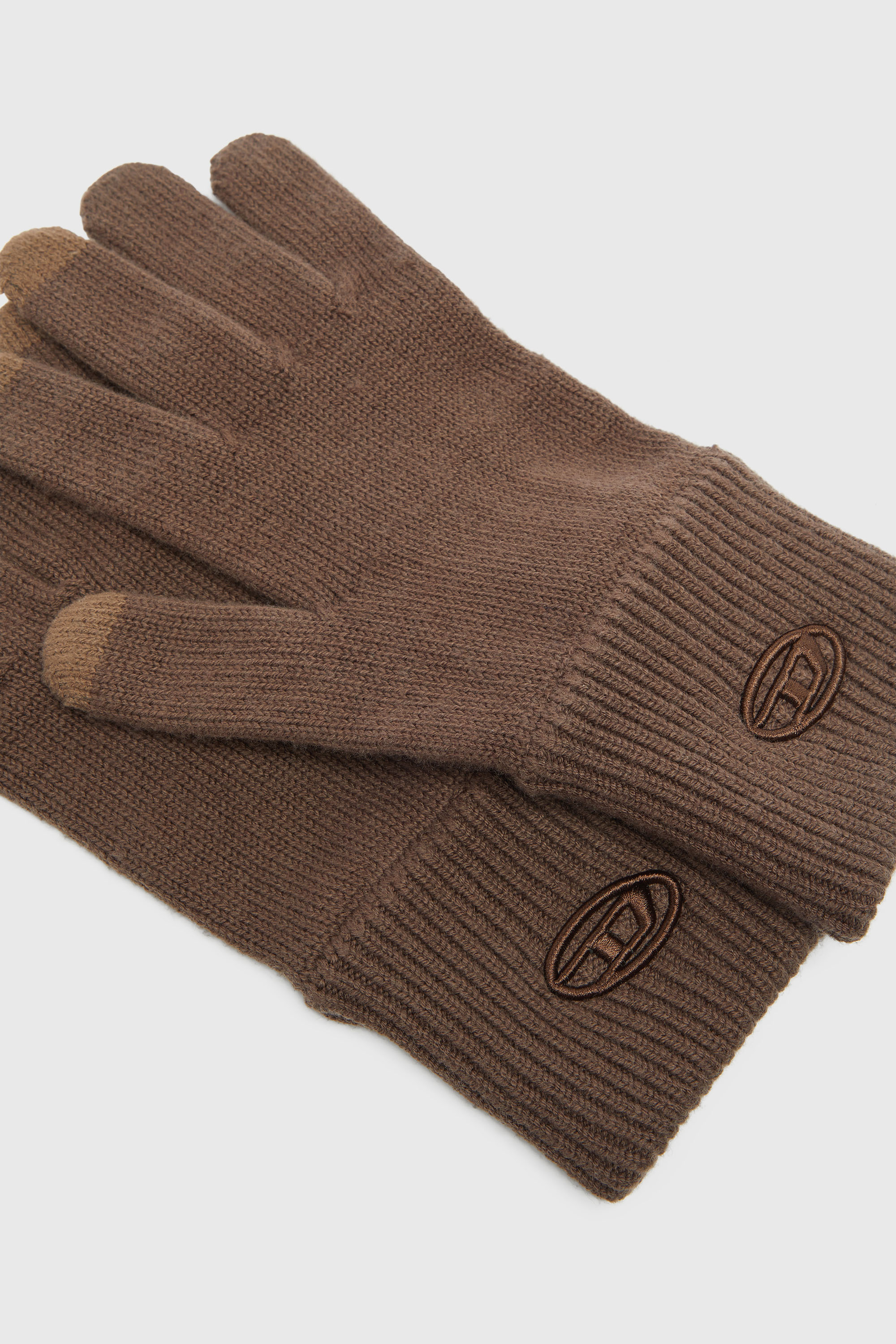 Diesel - K-CODY-A, Gants en m&eacute;lange de laine avec logo brod&eacute; Mixte in Marron - 2