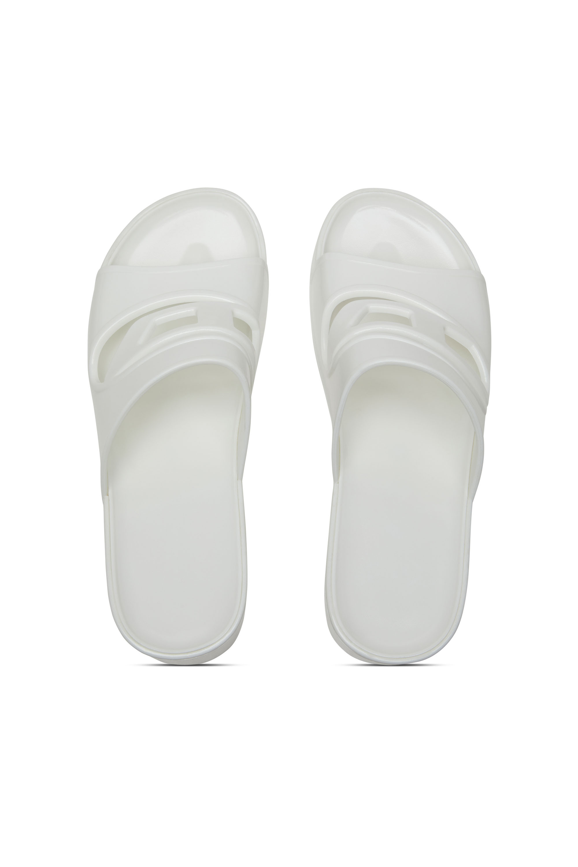 Diesel - SA-BONNIE, Sa-Bonnie-Slides en caoutchouc à talons avec logo ajouré Femme in Blanc - 5