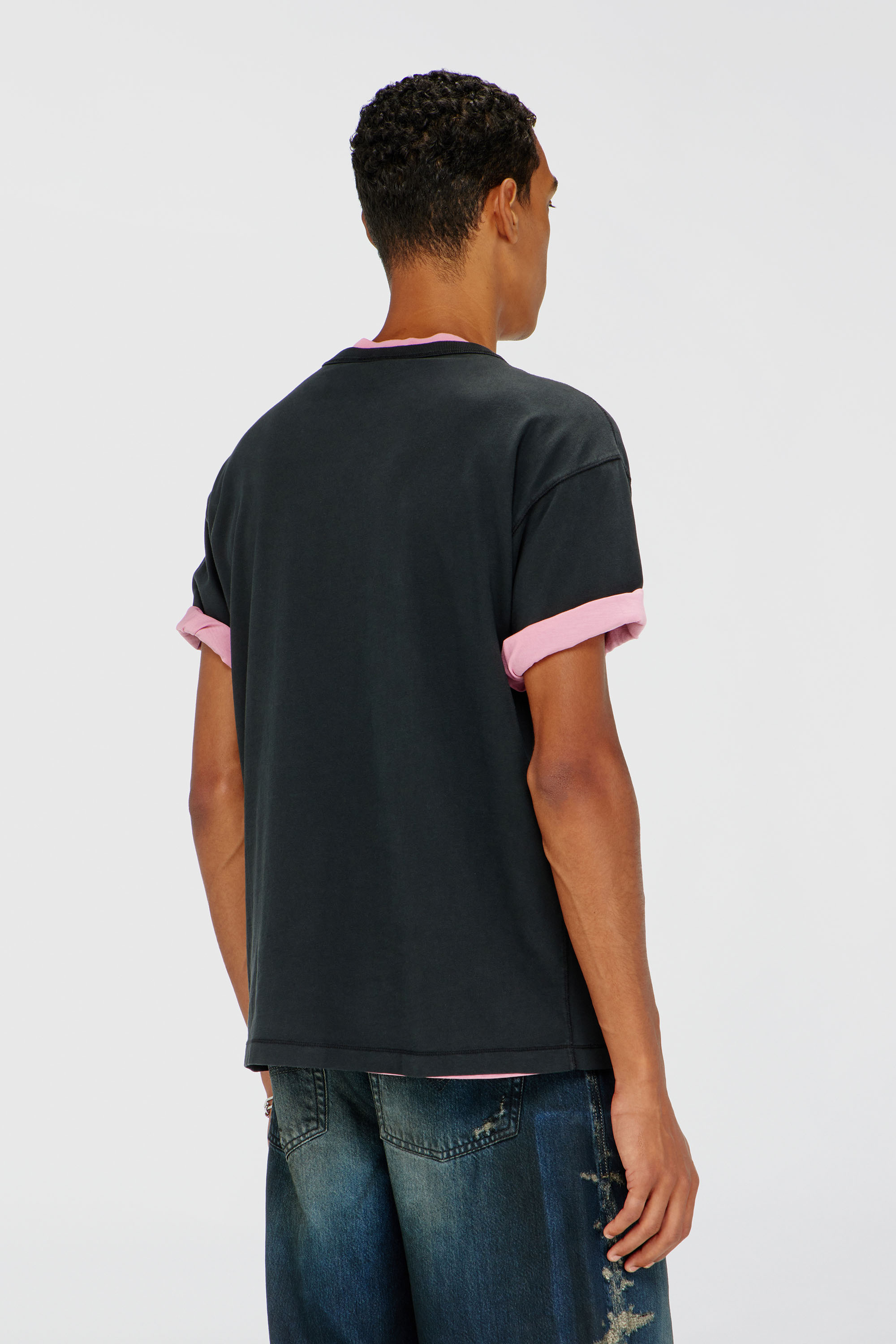 Diesel - T-NORM-IOD, T-shirt en coton l&eacute;ger avec logo Ovale D m&eacute;tallis&eacute; Homme in Noir - 4