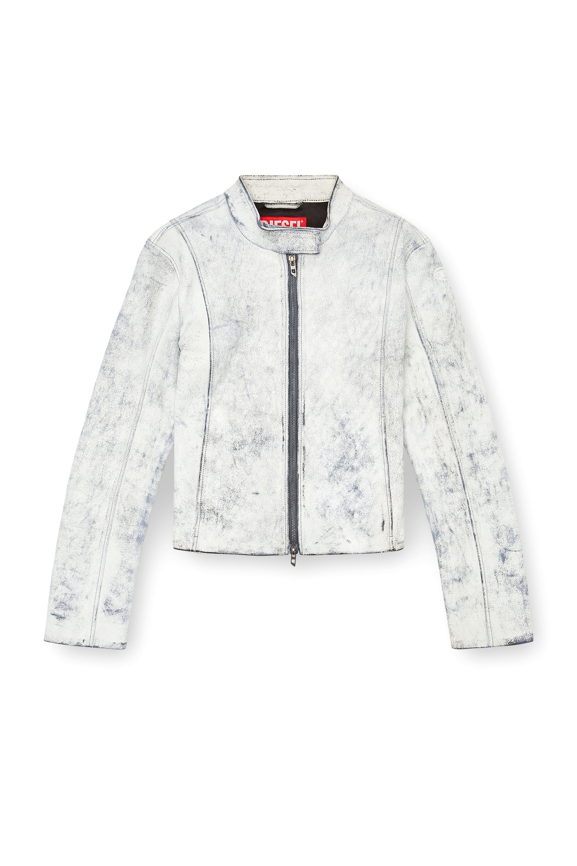 Diesel - L-YRIC, Veste en cuir effet plâtre Femme in Blanc - 3