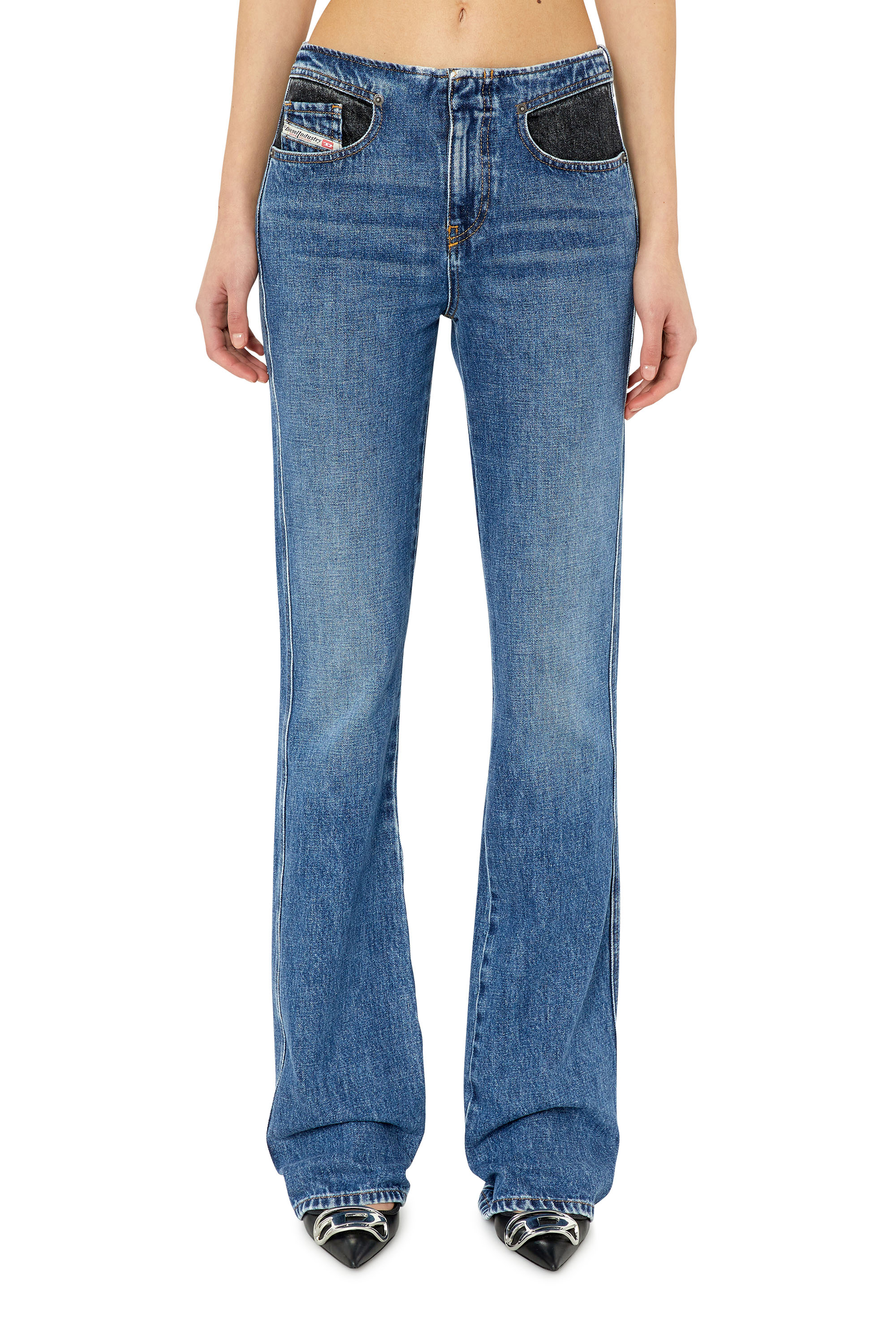 Diesel - D-Escription 007N6 Bootcut and Flare Jeans, Blu medio - Image 1