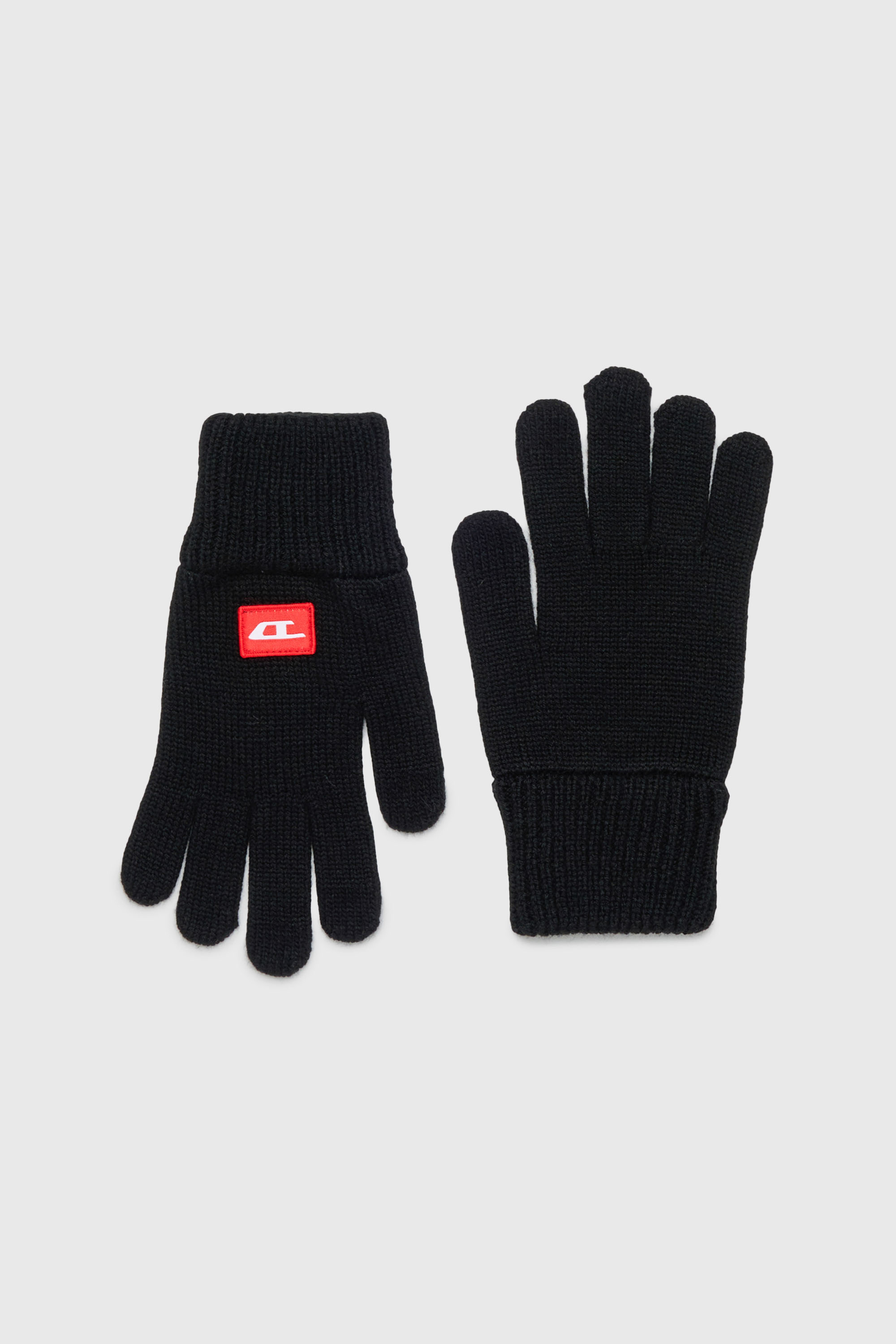 Diesel - NLOT, Gants tactiles en maille m&eacute;lang&eacute;e laine Mixte in Noir - 1