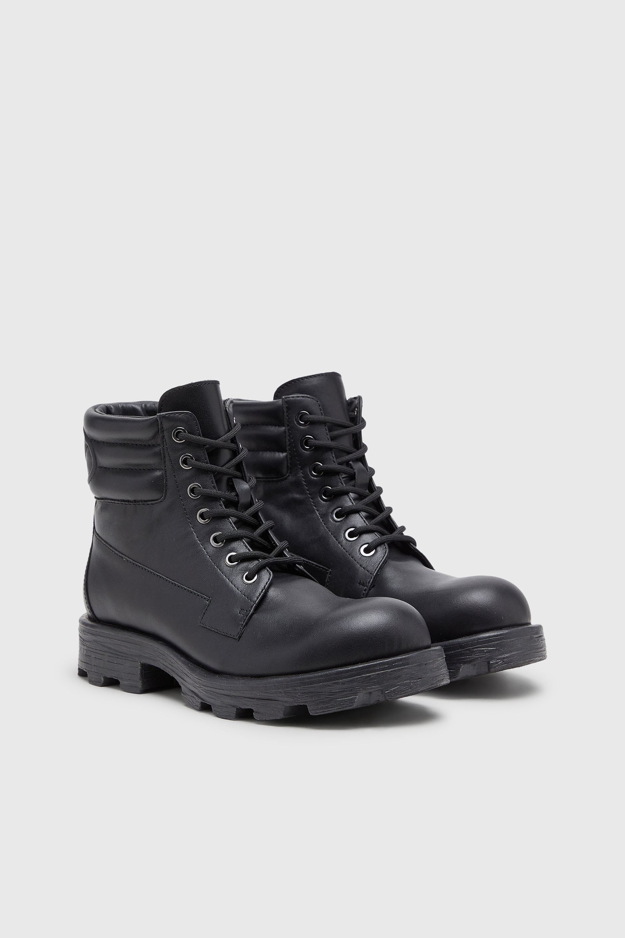 Diesel - D-HAMMER LACE UP, D-Hammer - Anfibi in pelle Uomo in Nero - 2