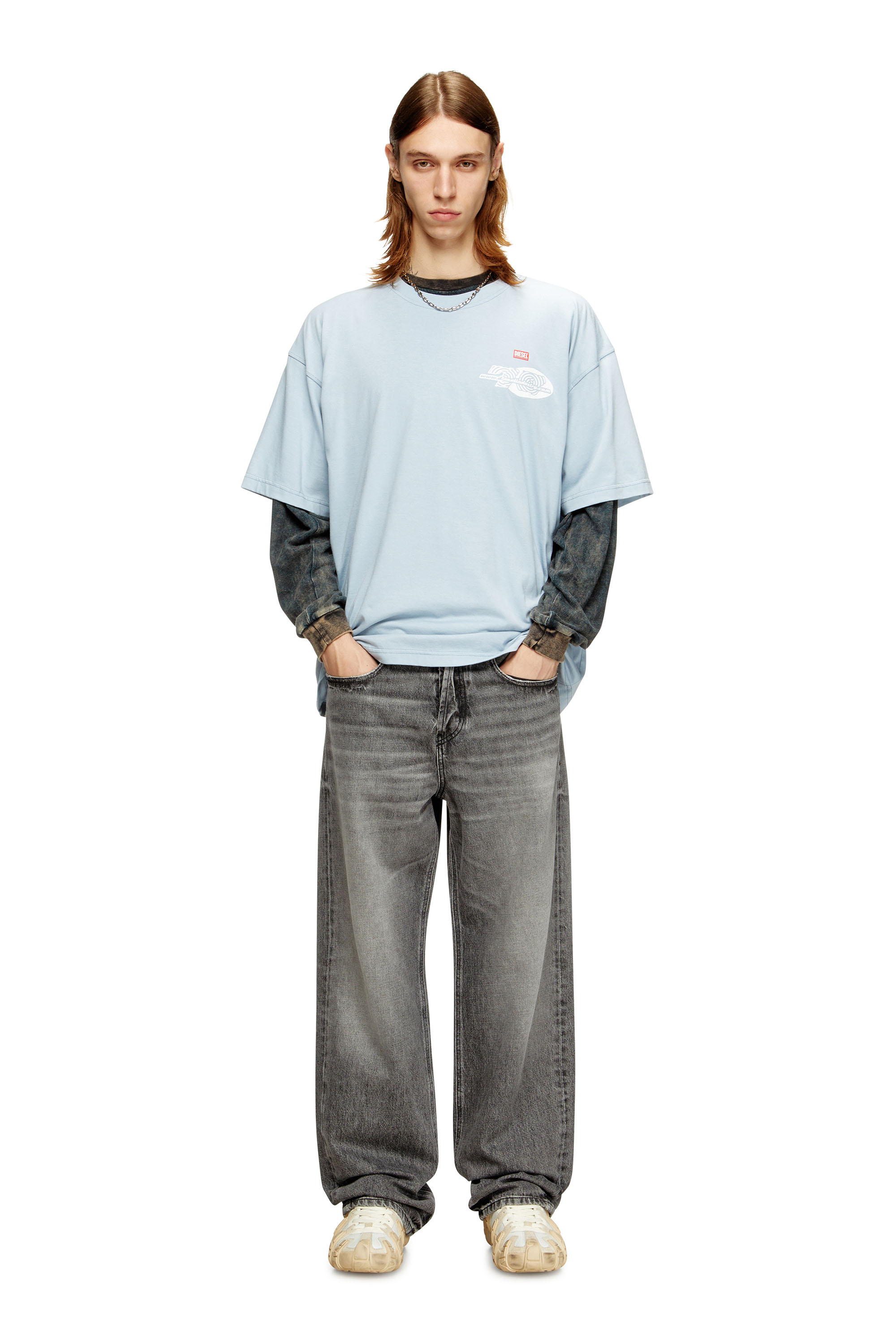 Diesel - T-BOXT-T23, T-shirt en coton avec imprimé graphique Homme in Bleu - 1