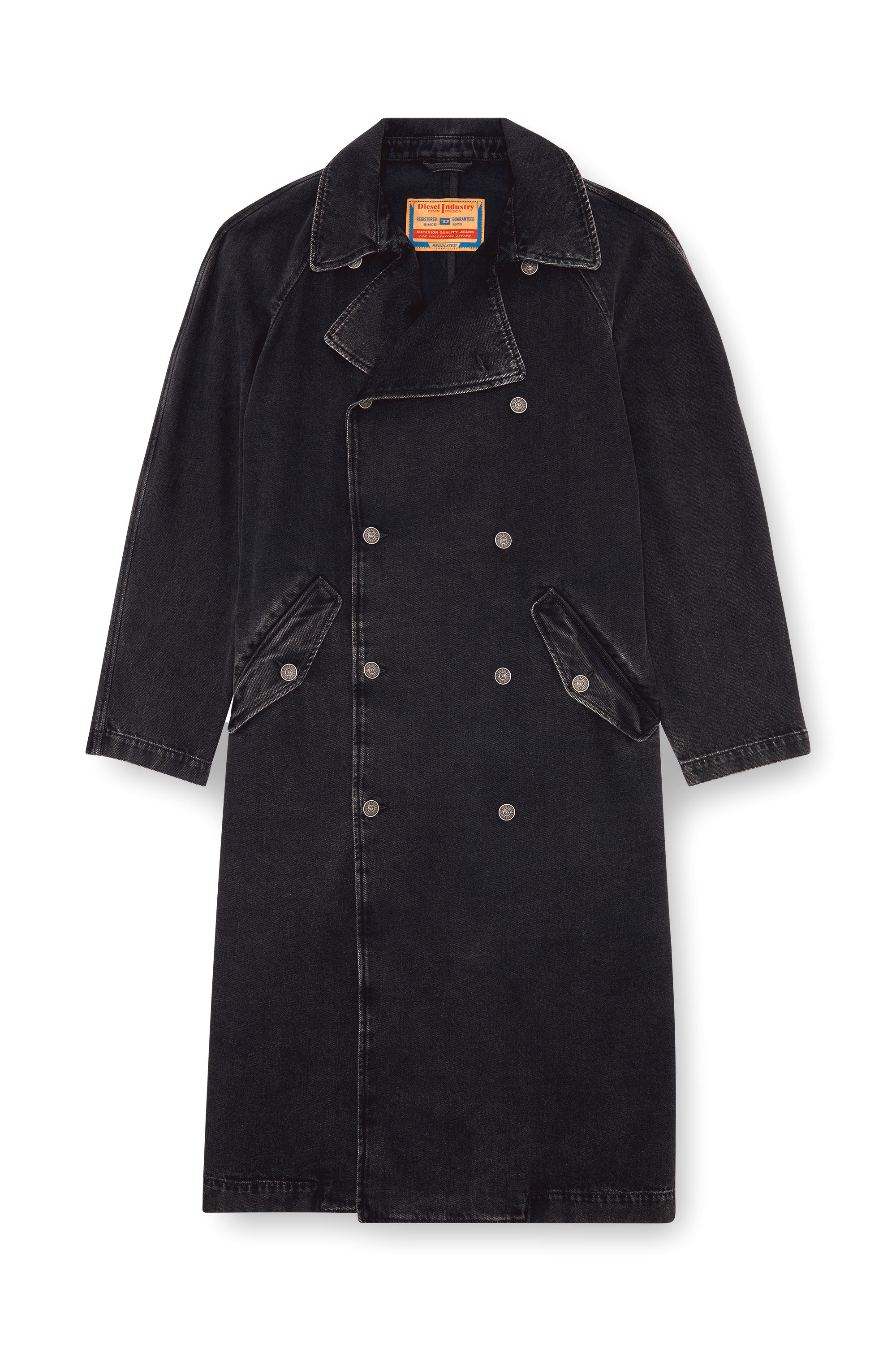 Diesel - D-DELIRIOUS-D, Trench-coat en denim délavé Homme in Noir - 2