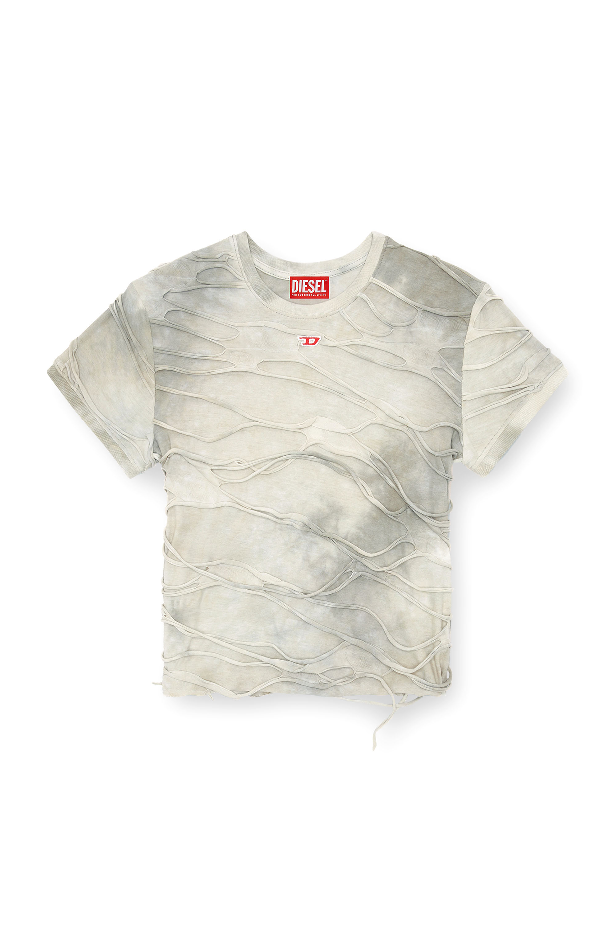 Diesel - T-UNCUTIE-LONG-P1, Femme T-shirt avec fils flottants in Gris - Image 3